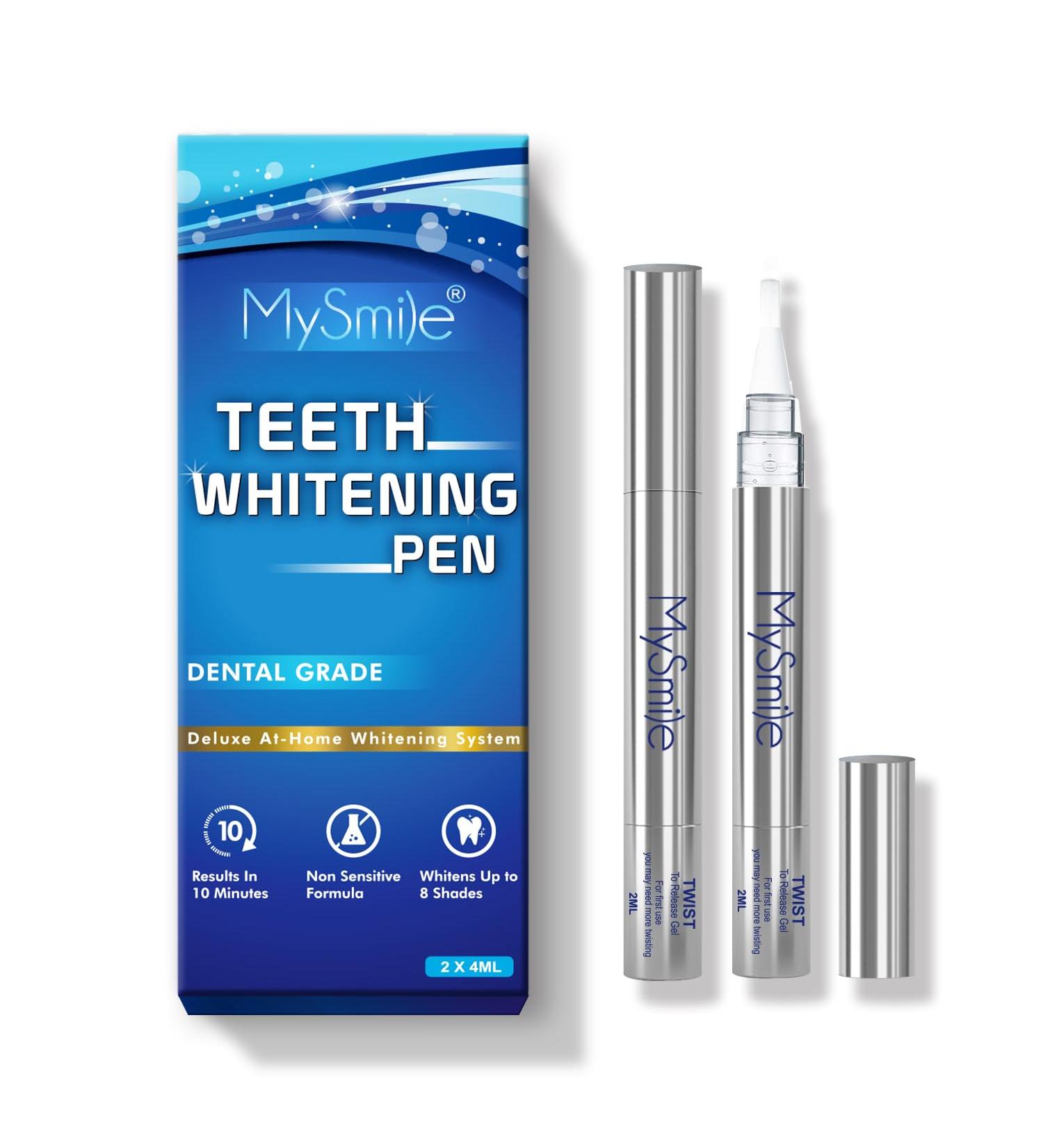 MySmile Non-Sensitive Teeth Whitening Pen - Mint Gel Enamel-Safe 30+ Treatments Fast Stain Removal Bright Smile Alternative to Strips - 8ML - Buy Online on GoSupps.com