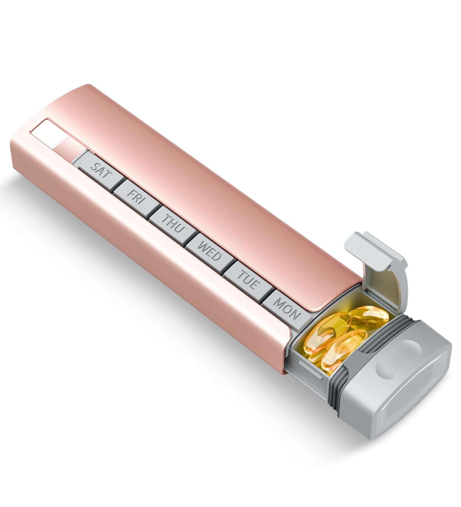 Premium 7 Day Pill Organizer - Betife Aluminum Alloy Travel Case for Vitamins & Medicines (Pink - Buy Online on GoSupps.com