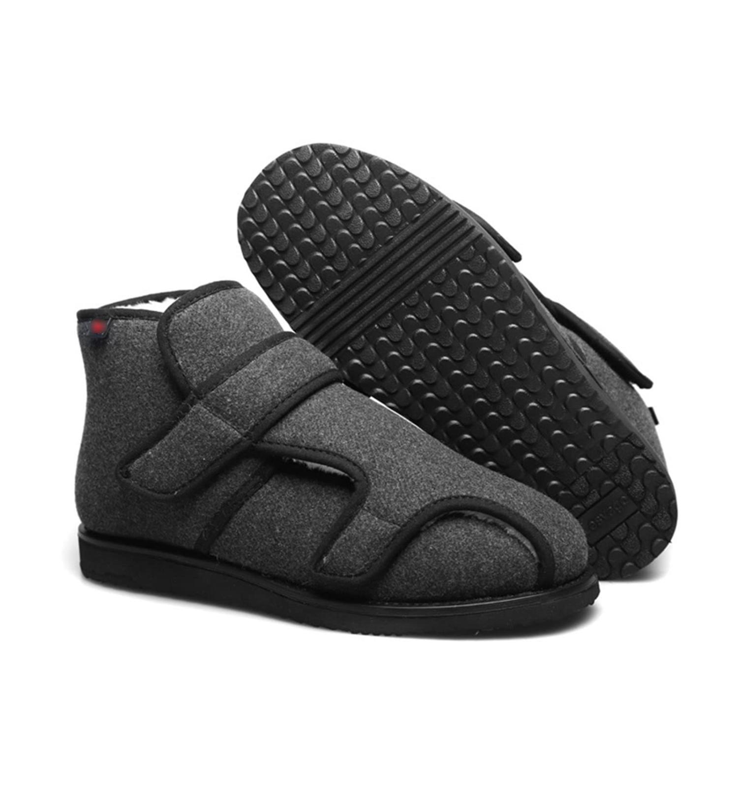 Thickening Diabetic Shoes for Women & Men | Unisex Velcro Sneakers - Cozy Winter Footwear for Seniors | Dark Grey - Buy Online on GoSupps.com
