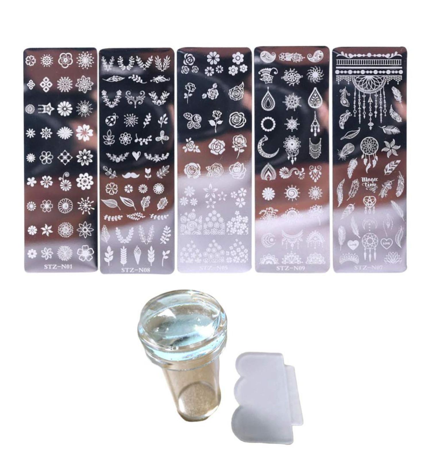 Frcolor 7-Piece Nail Stamp Set - DIY Nail Art with Flower Leaves & Animal Plates for Perfect Nail Decoration - Buy Online on GoSupps.com