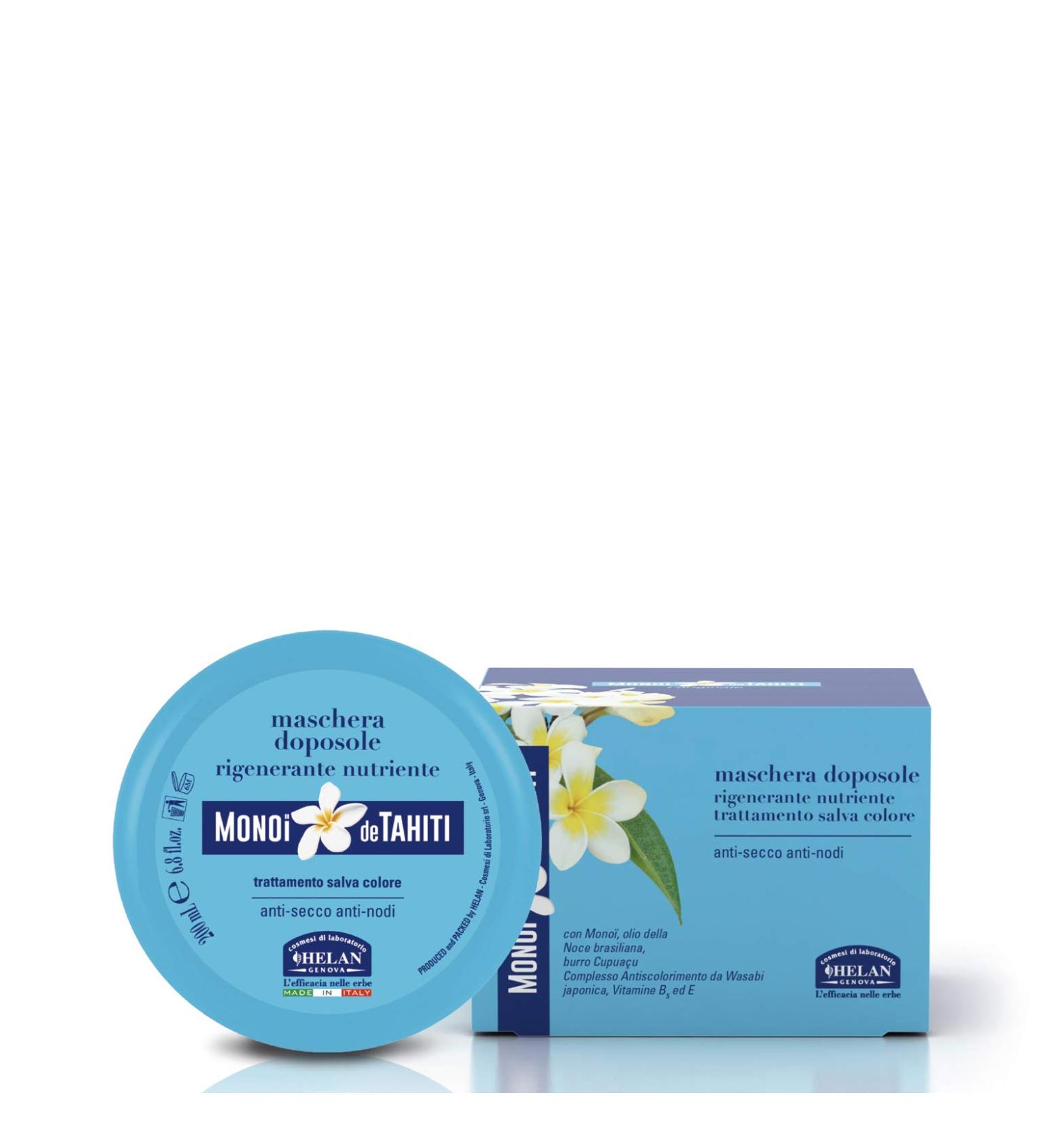 Helan Monoi de Tahiti after-sun hair mask regenerating nourishing and color-protecting treatment with Monoi Brazilian walnut vitamin B and E - Buy Online on GoSupps.com