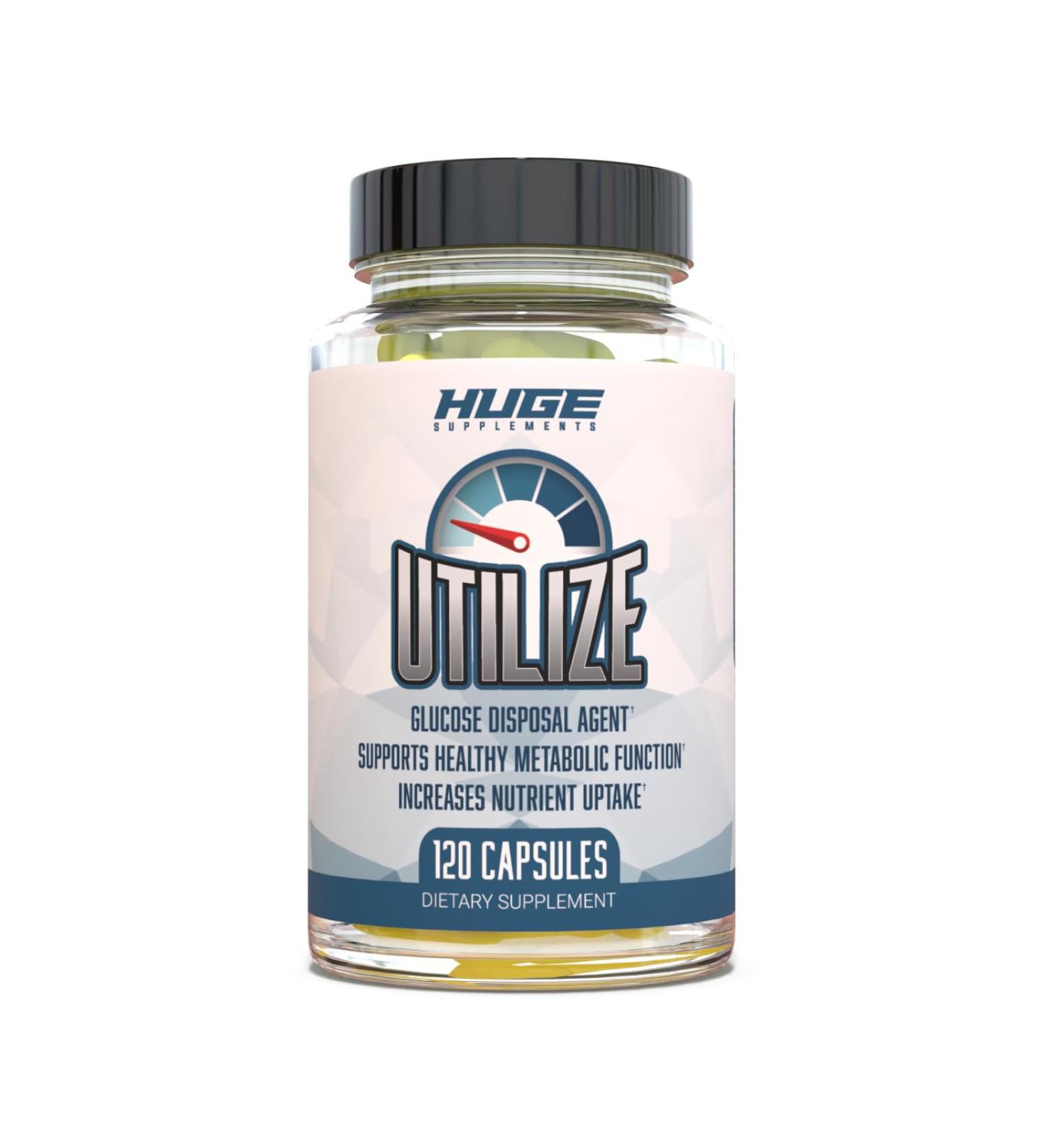 Buy Huge Supplements Utilize - Carb Blocker & Nutrient Partitioner for Healthy Metabolism | 1.5g Berberine 500mg Bitter Melon 125mg Cinnamon (120 Capsules) - International Shipping Available - Buy Online on GoSupps.com