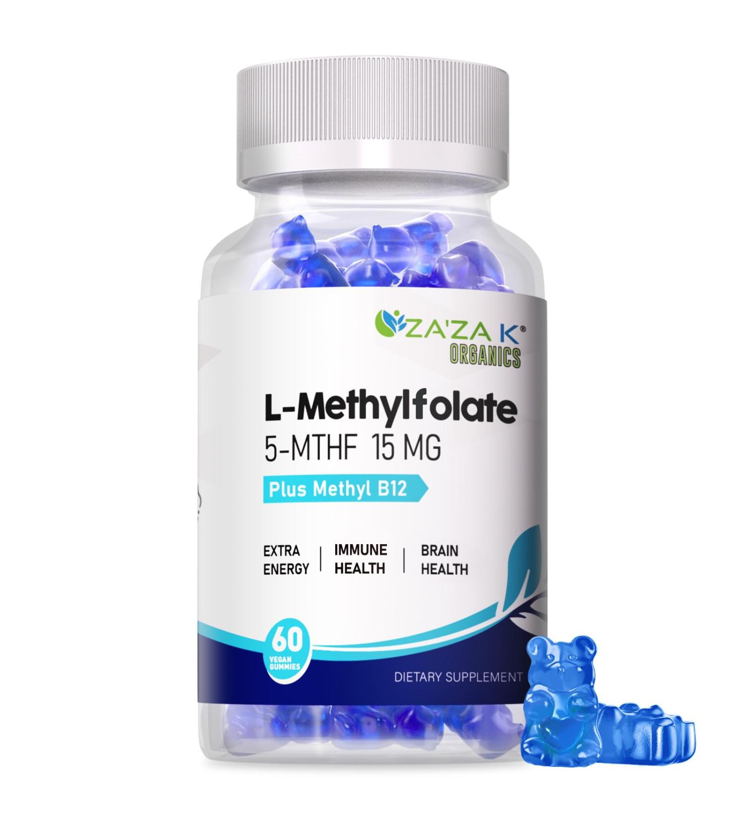 L-Methylfolate 15mg & Methyl B12 1000mcg Gummies Methylated B1 B2 B6 Multivitamins for Men Women Active 5-MTHF & B Complex Supplement Supports MTHFR Gene Immune Brain Health Vegan 60 Gummies - Buy Online on GoSupps.com