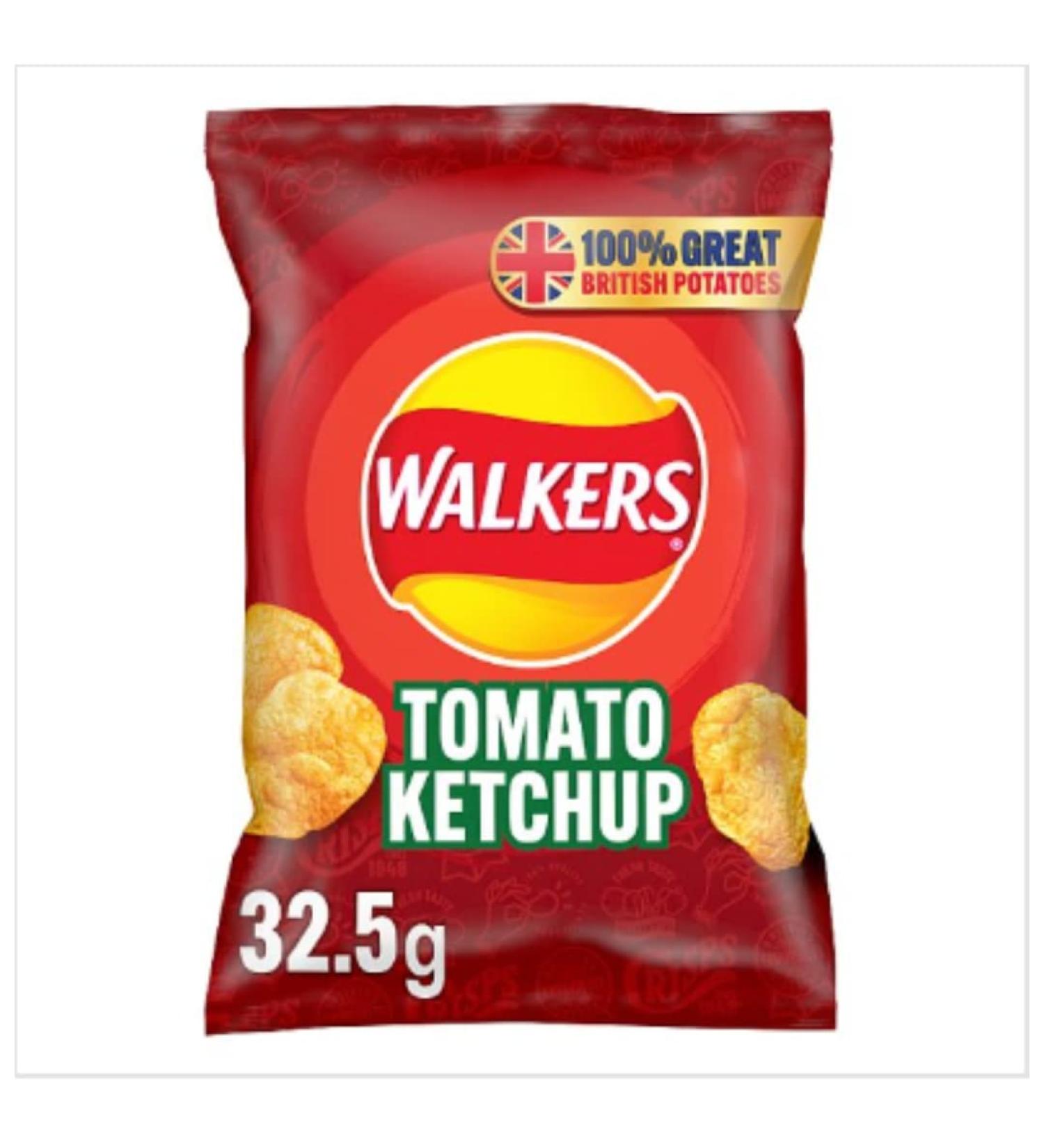 Walkers Tomato Ketchup Crisps 32.5g x Case of 32