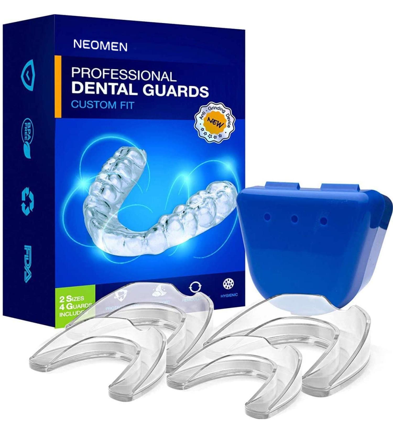Neomen Mouth Guard Pack of 4 - Professional Dental Guard for Teeth Grinding and Bruxism - 2 Sizes - TMJ Relief and Teeth Clenching Prevention - Buy Online on GoSupps.com