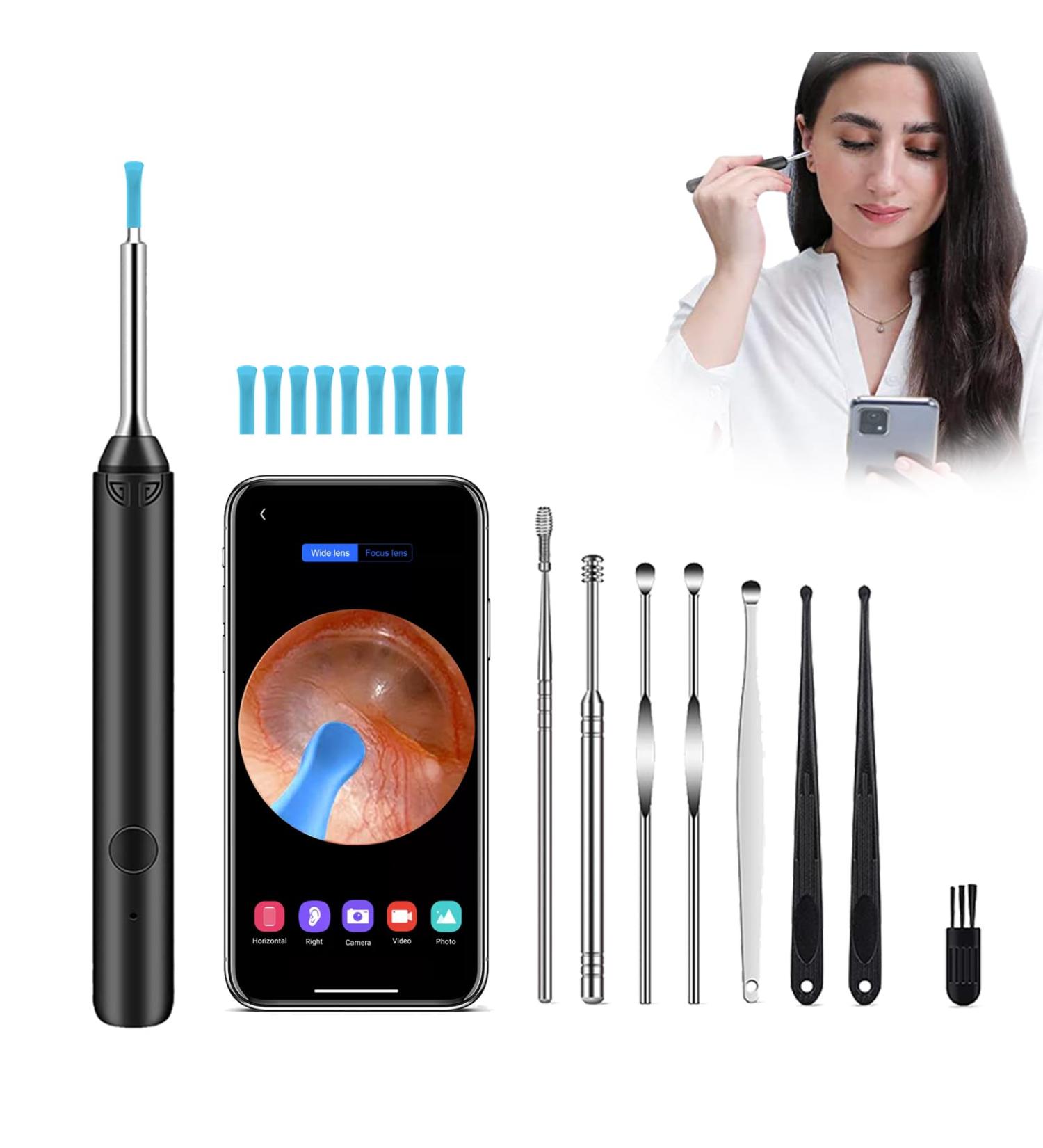Ear Wax Removal Kit with 1080P Otoscope Camera for iPhone & Android - Black - Buy Online on GoSupps.com