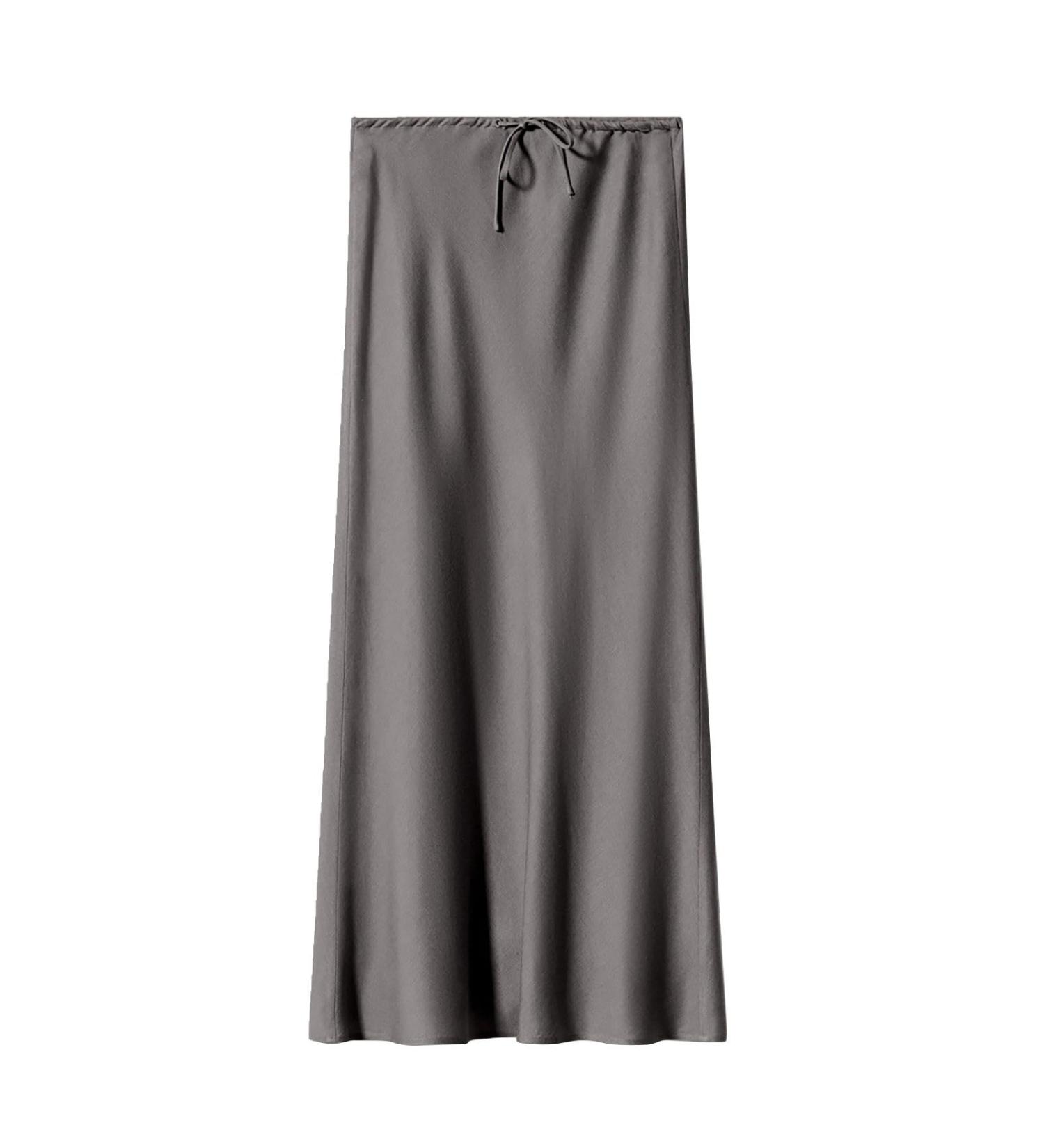 Shop Women's Winter Boho Skirt | Elastic High Waist A-Line Casual Skirt - Flowy Gray Design - Buy Online on GoSupps.com