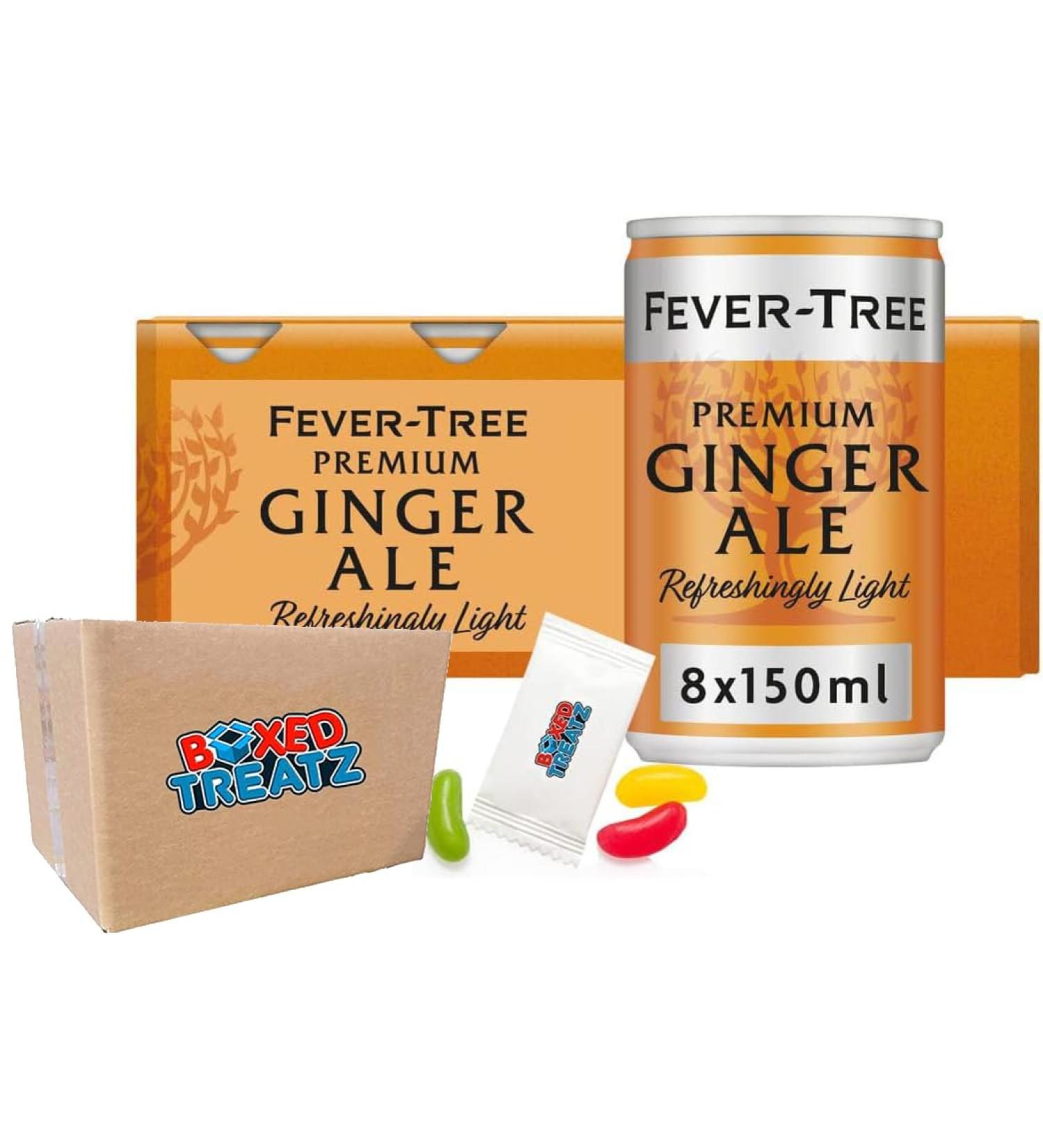 Fever Tree Refreshingly Premium Tonic Water 8x150ml Assorted Flavours Indian Tonic Water Aromatic Tonic Water Ginger Ale Cans Boxed Treatz (Light Ginger Ale Cans 8X150ml) - Buy Online on GoSupps.com
