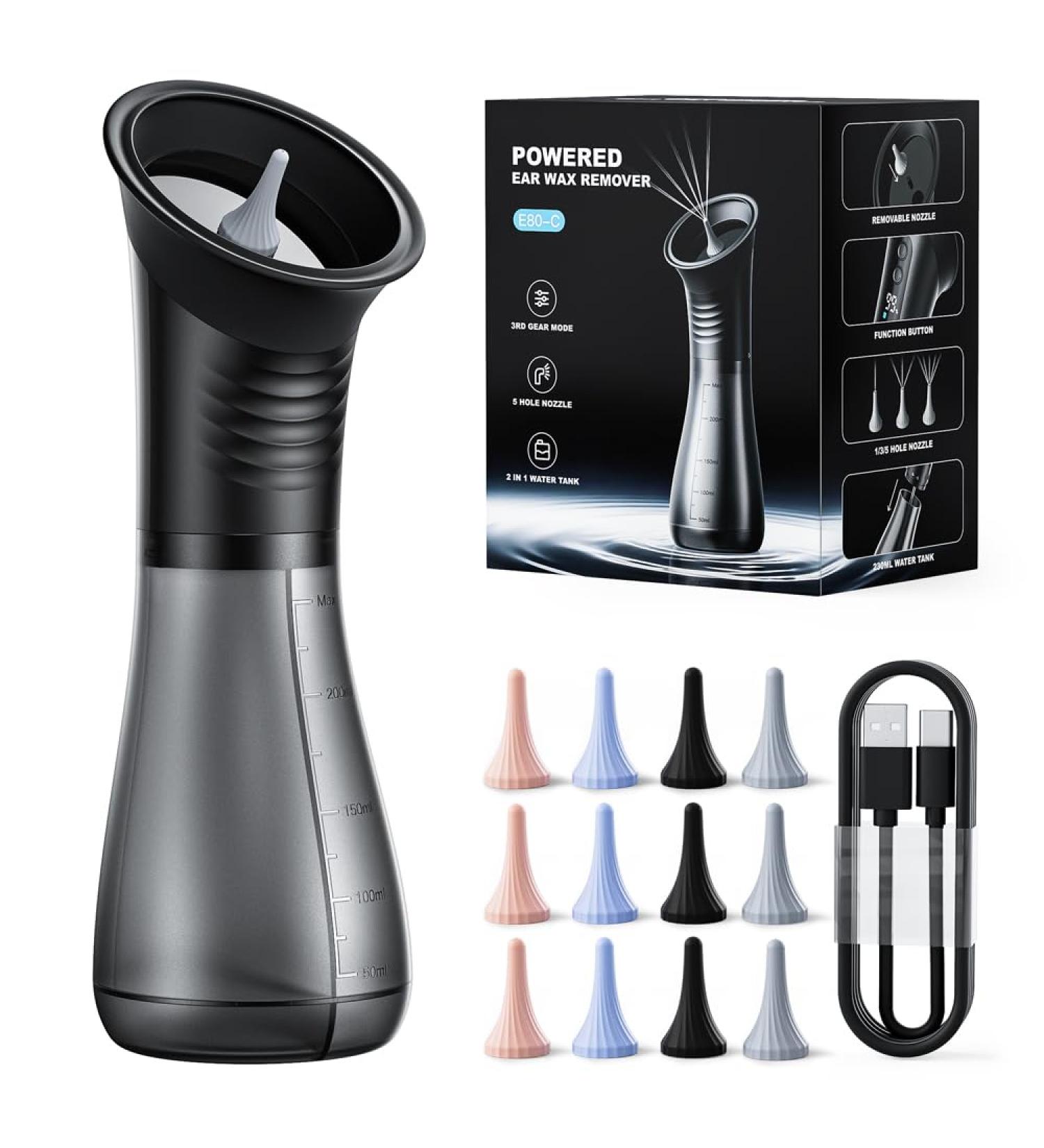 Ear Wax Removal with LED Display, Temodu Electric Ear Cleaner, Rechargeable Earwax Remove Removal Ear Irrigation System, 3 Pressure Modes Ear Cleaning Earwax Removal (12 Disposable Tips) E80-C - Buy Online on GoSupps.com