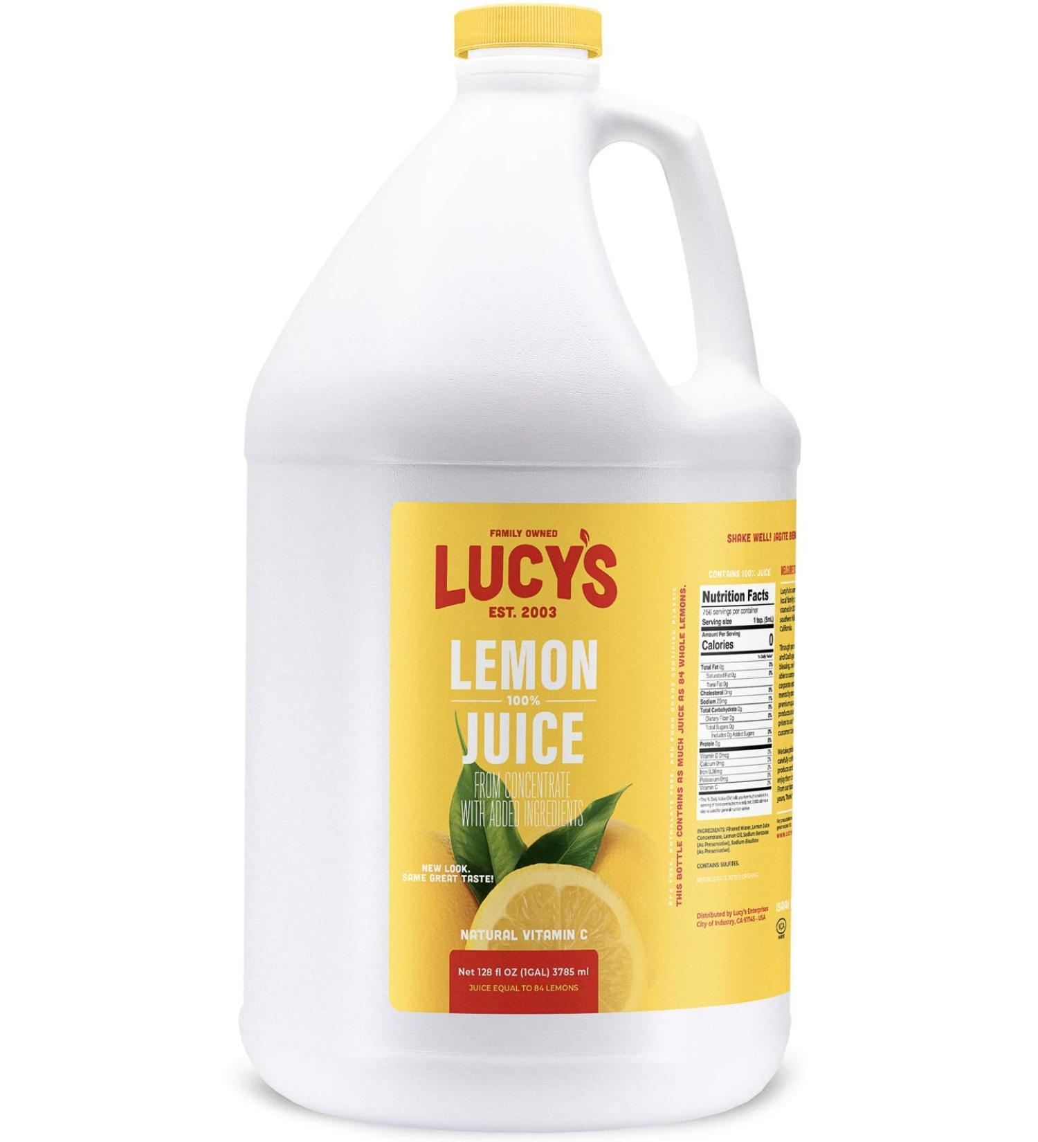 Lucy's Family Owned Lemon Juice 1 Gallon (128oz.) - Freshly Squeezed Citrus Juice - Buy Online on GoSupps.com