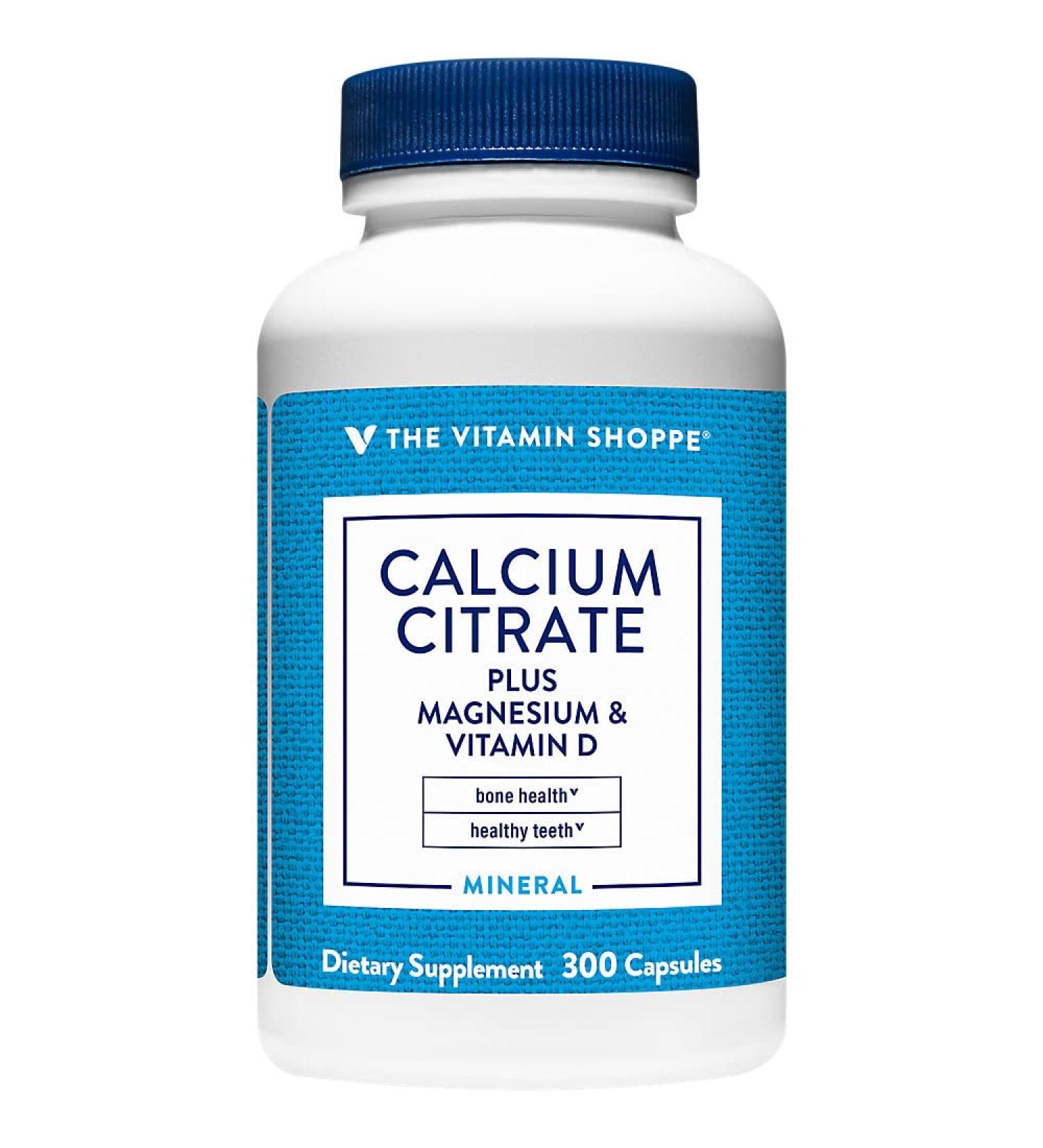Calcium Citrate+Magnesium&Vitamin D Multi-Mineral Bone Health Supplement Vitamin D Aids Absorption Calcium 999mg Magnesium 567mg Vitamin D 612IU per Daily dose (300 Capsules) by The Vitamin Shoppe 300 Count (Pack of 1) - Buy Online on GoSupps.com