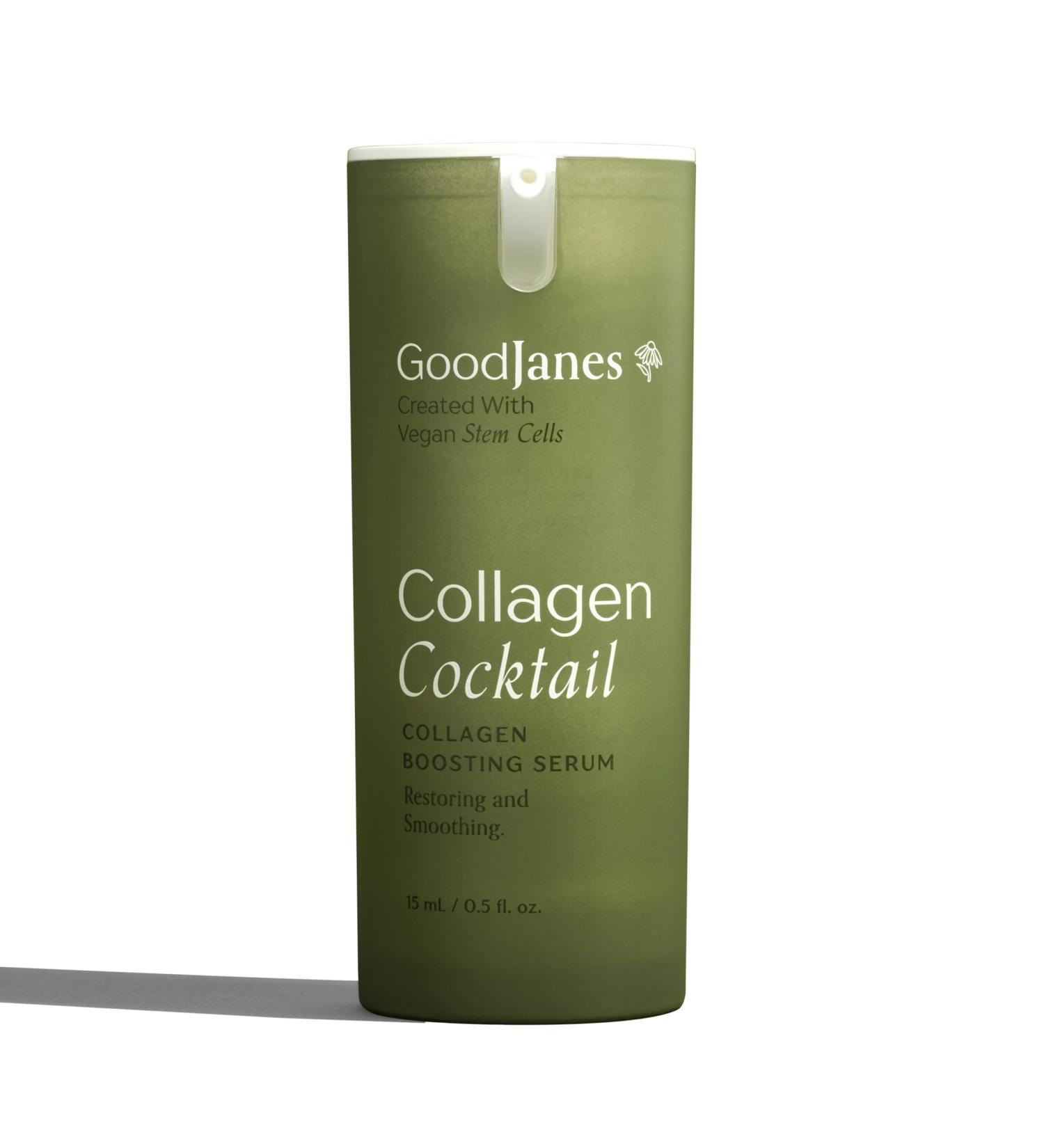 GoodJanes Collagen Cocktail Boosting Serum with Vegan Collagen Vitamin C Niacinamide & Copper Peptides Plant-Based Stem Cell Treatment for Radiant Firm-Looking Skin 0.5 oz - Buy Online on GoSupps.com