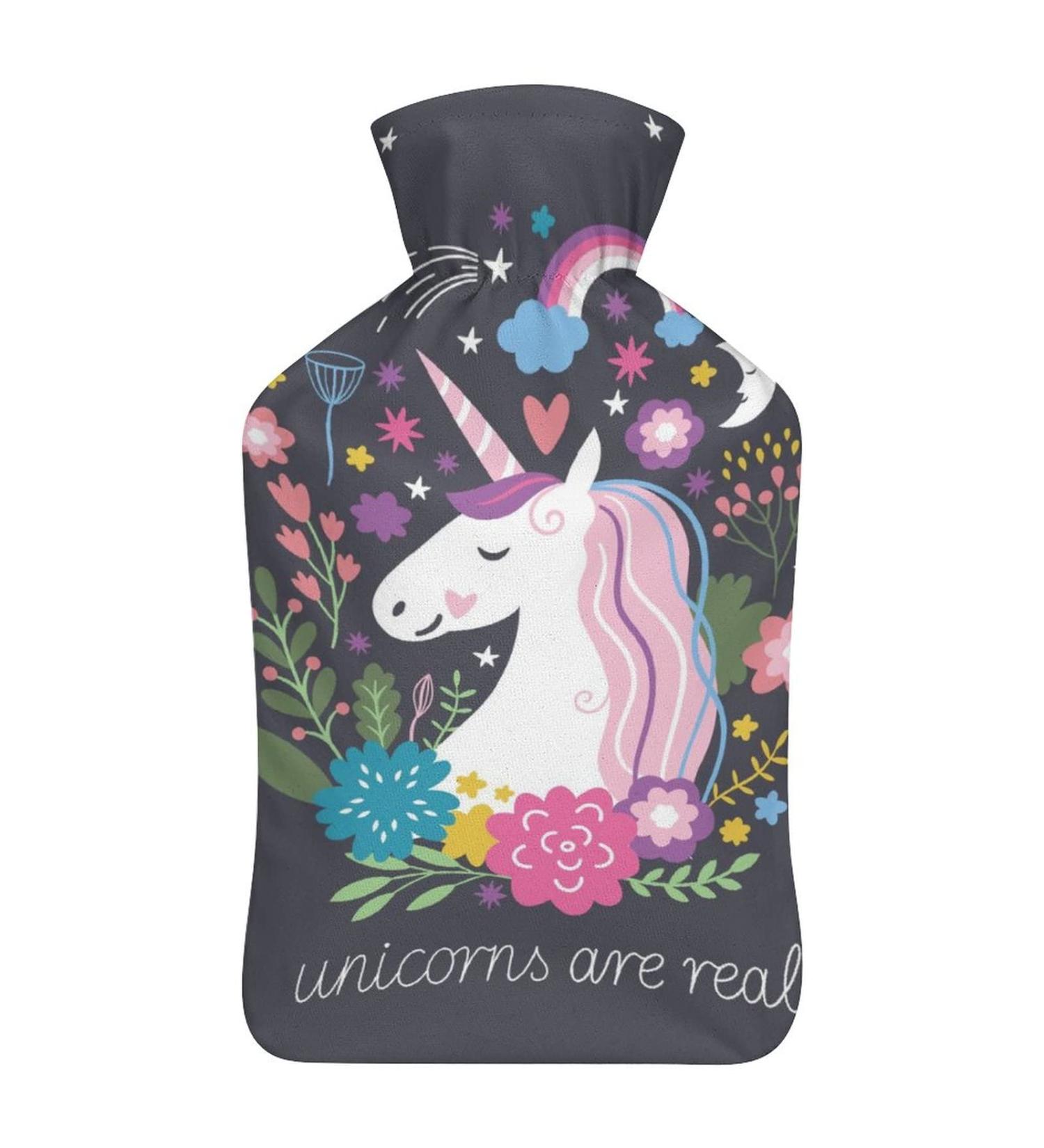 Floral Unicorn Hot Water Bottle - Rubber Pain Relief & Cramps Therapy Bag - Buy Online on GoSupps.com