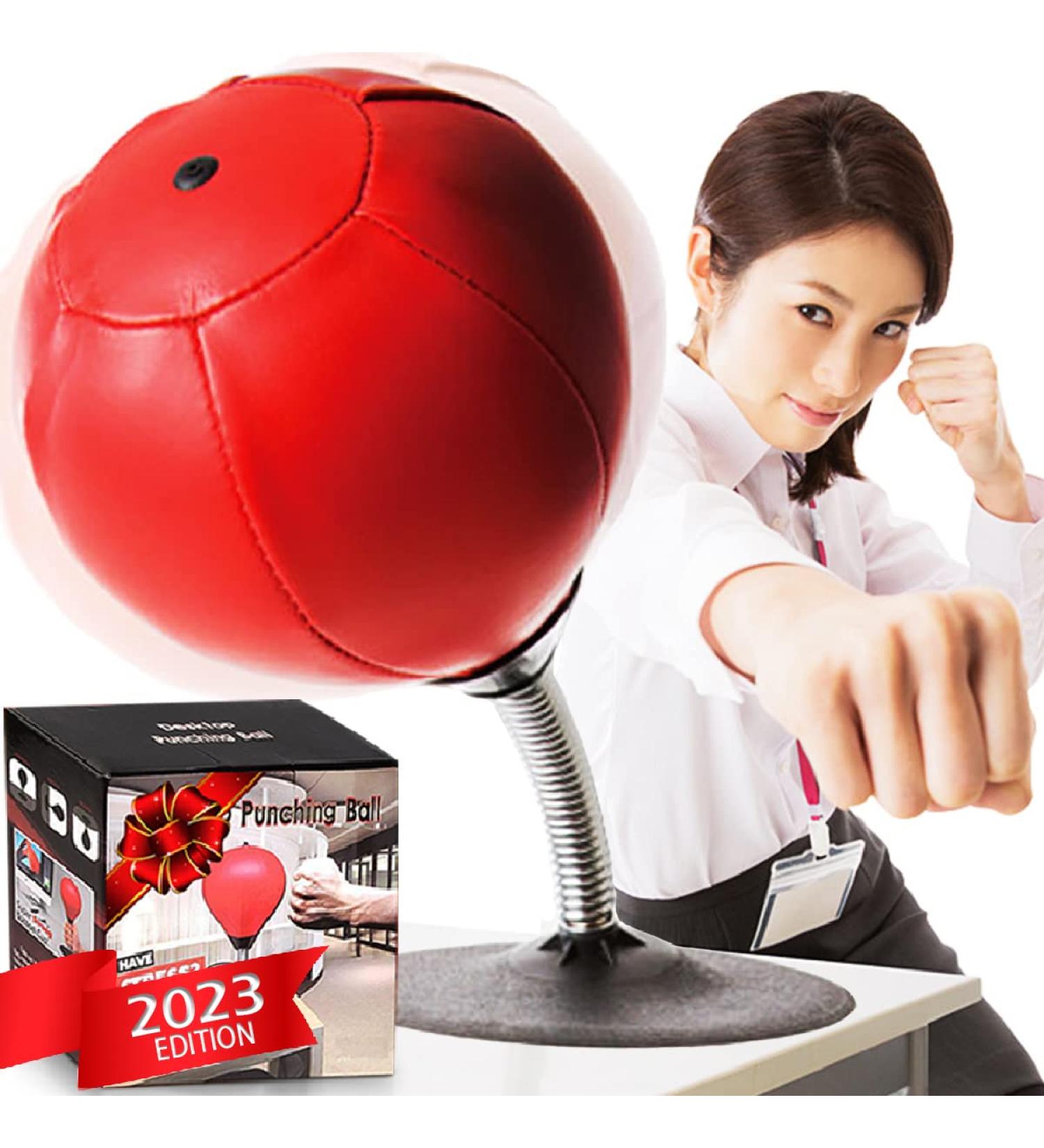CozyBomB Desktop Punching Bag - Stress Relief Gag Gift for Him - Free Standing Desk Boxing Ball for Boys, Father, Kids - Red - Buy Online on GoSupps.com