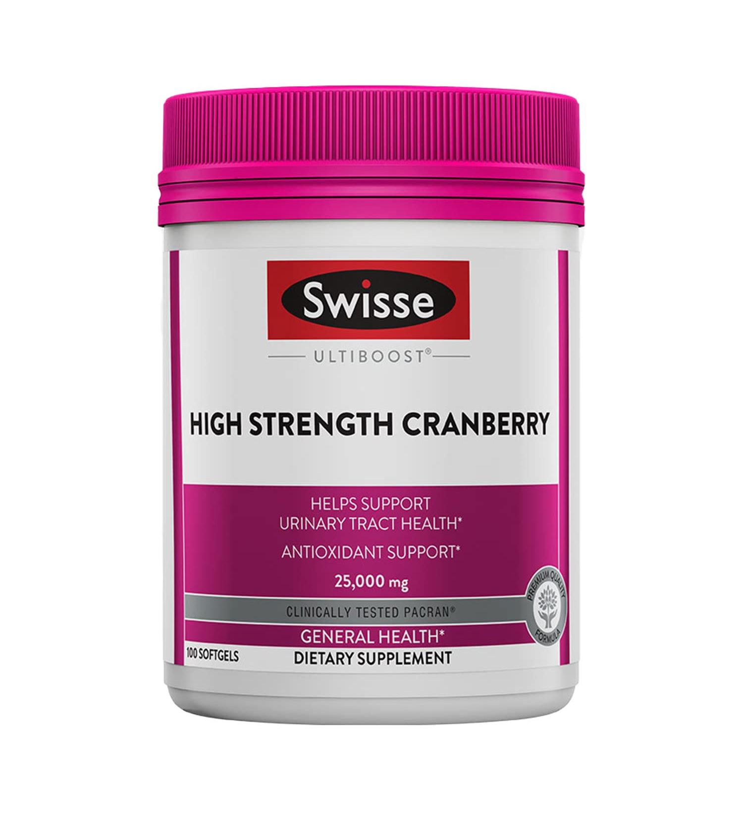Swisse Cranberry Pills 25000mg for UTI Support | PACran Extract Supplement | 100 Softgel Capsules - Buy Online on GoSupps.com
