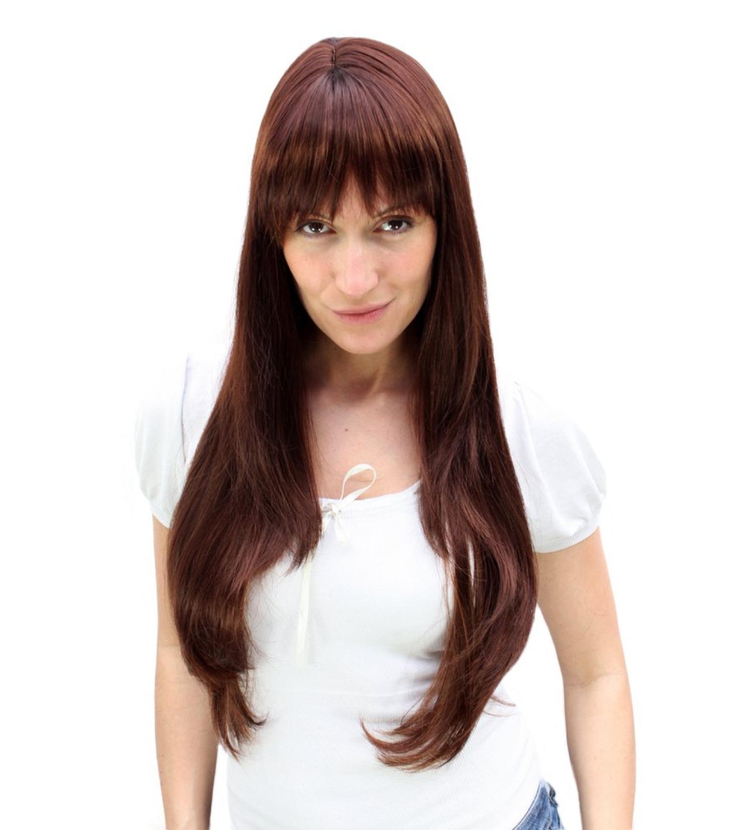 Buy WIG ME UP 3111-33H114 Wavy Brunette Long Wig with Cheeky Bangs - International Shipping Available - Buy Online on GoSupps.com