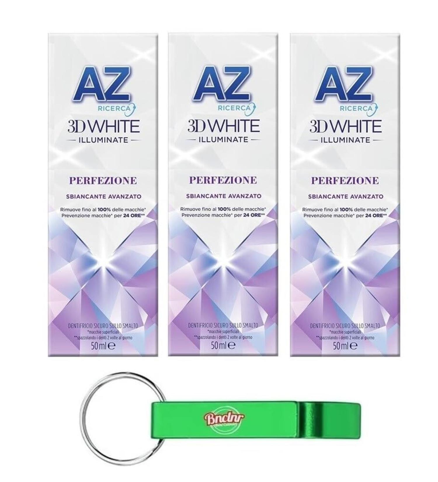 3x Dentifricio AZ 3D White Perfezione Toothpaste 50ml - Whitening Effect + Free Beni Culinari Keychain | International Shipping Available - Buy Online on GoSupps.com