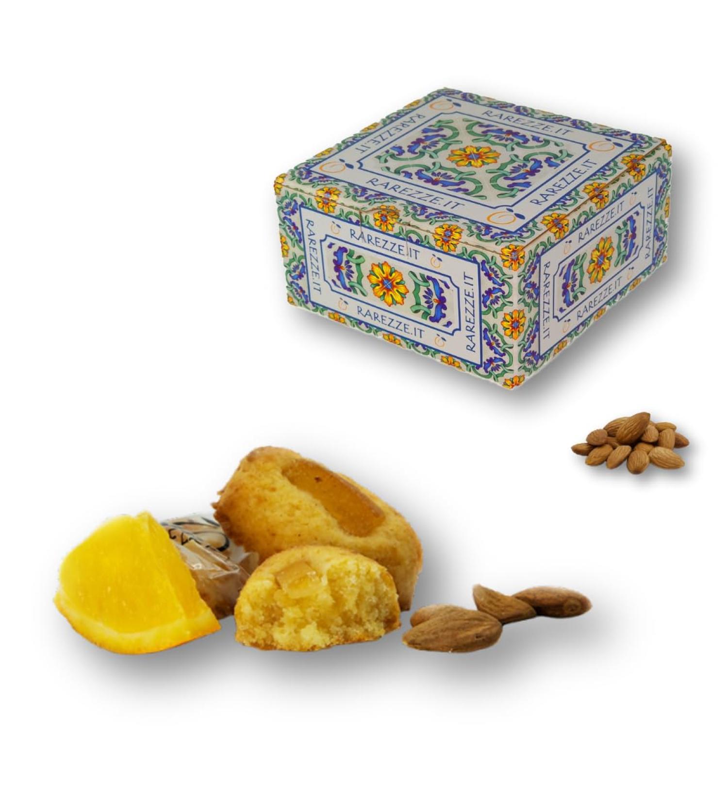 RAREZZE - Sicilian marzipan pastry with ORANGE in a beautiful gift box (gr.400). RAREZZE: Sicilian delicacies cannoli cassate nougats - Buy Online on GoSupps.com