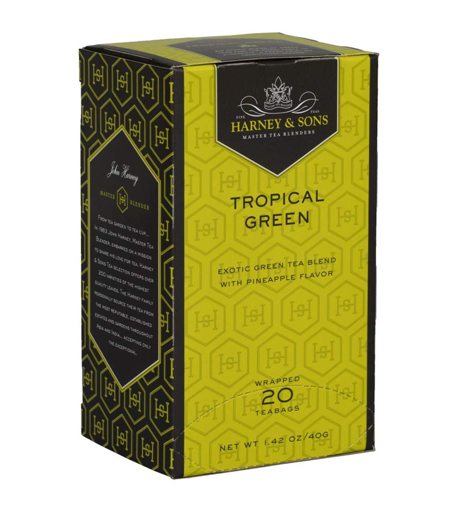 HARNEY & SONS Tropical Green Tea - 20 Tea Bags | Refreshing and Exotic Blend - Buy Online on GoSupps.com