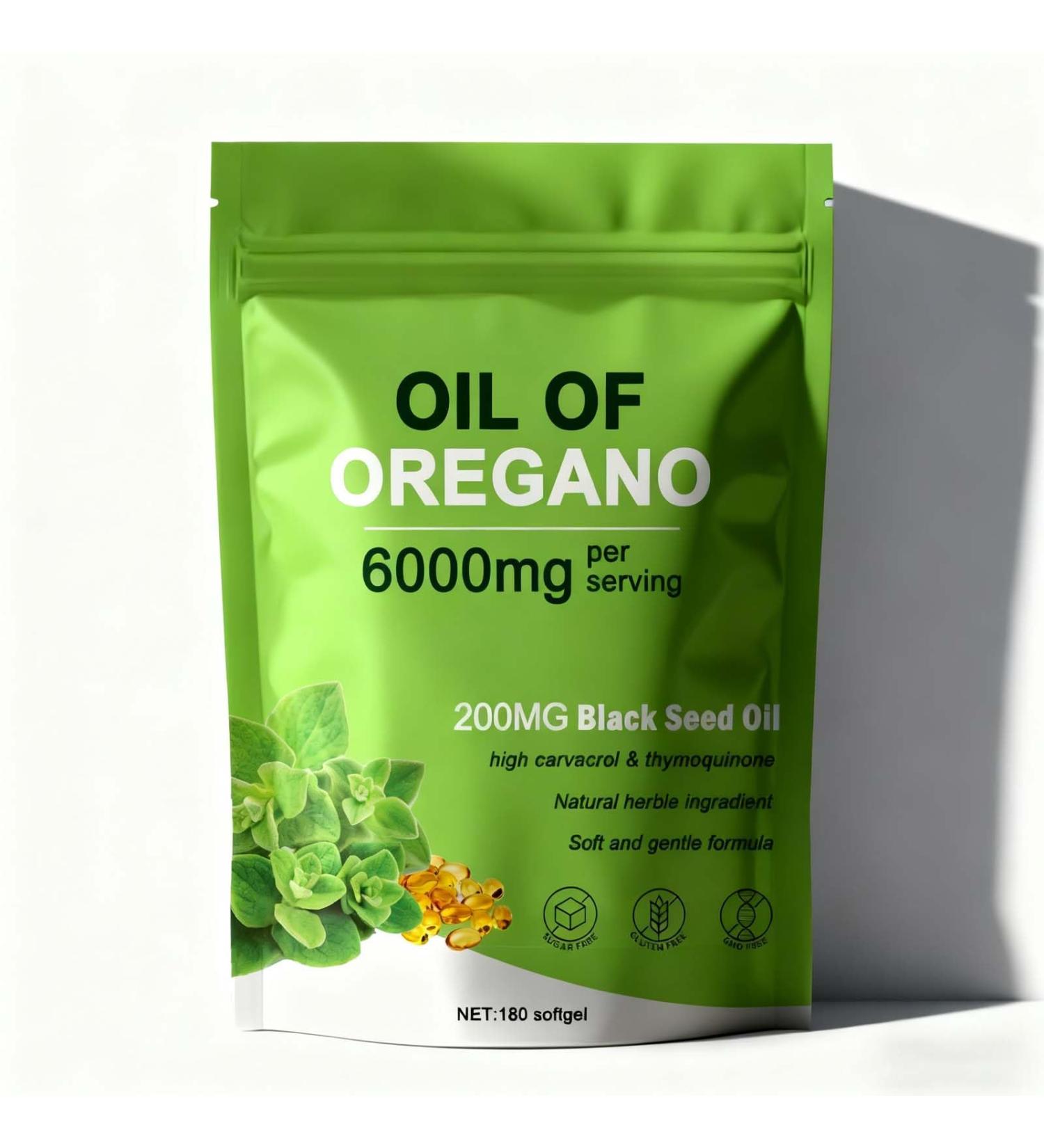 Oil of Oregano with Black Seed Oil 6000mg 2 in 1 Oregano Oil Capsules Non-GMO Gluten Free 180 Softgels (1pc) - Buy Online on GoSupps.com