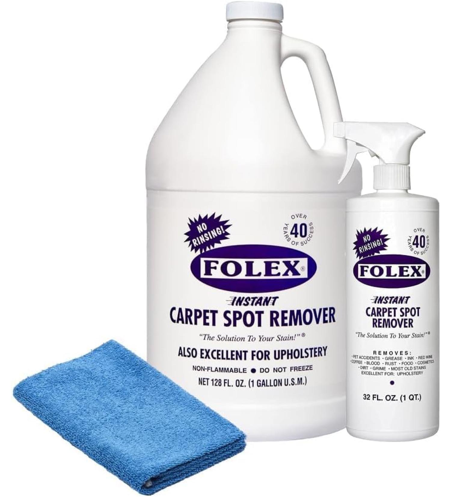Plexon Microfiber Cleaning Cloth & Folex Instant Carpet Spot Remover Spray - 32oz & 1 Gallon Refill - Best for Tough Stains | International Shipping Available - Buy Online on GoSupps.com