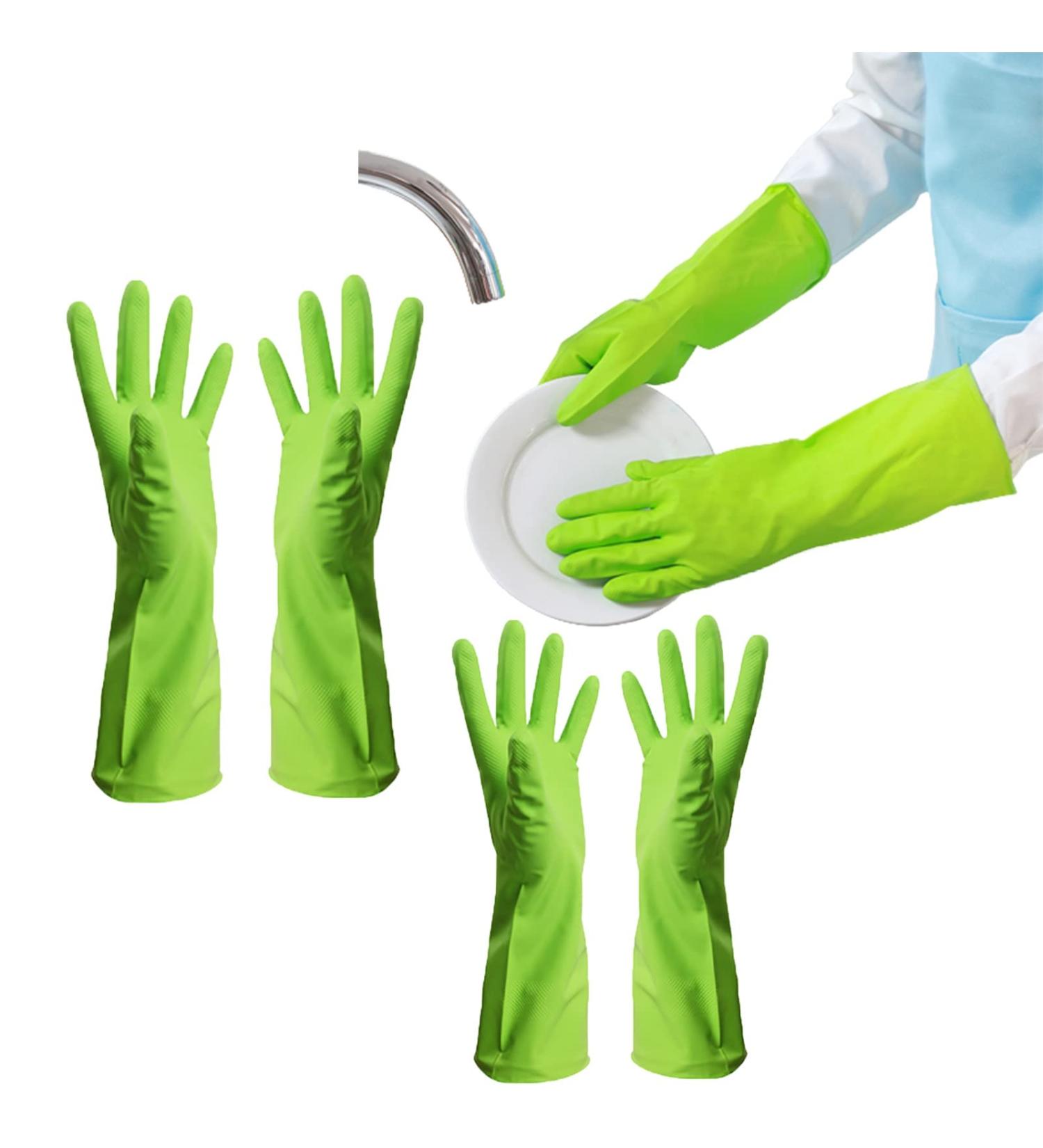 KKRAUS 3 Pairs Non-Slip Rubber Gloves Reusable Cleaning Gloves Dishwashing Gloves Kitchen Washing Up Gloves for Household (Color : Green Size : Medium) Medium Green - Buy Online on GoSupps.com