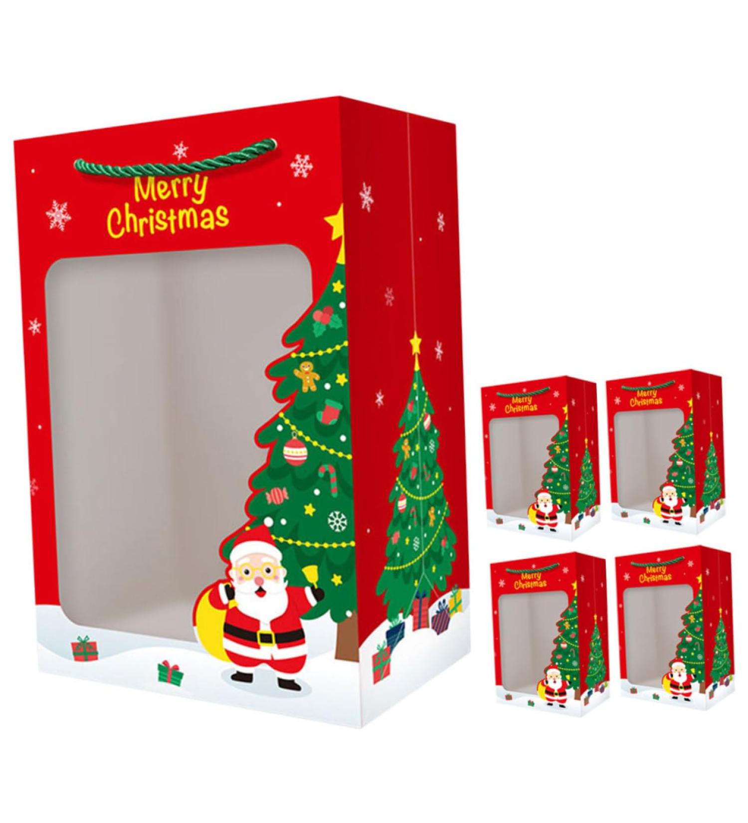SKISUNO Party Container 5pcs Paper Goodie Bags Paper Candy Bag Containers for Xmas Storage Bags Handheld Party Bag 30x20cm Red - Buy Online on GoSupps.com