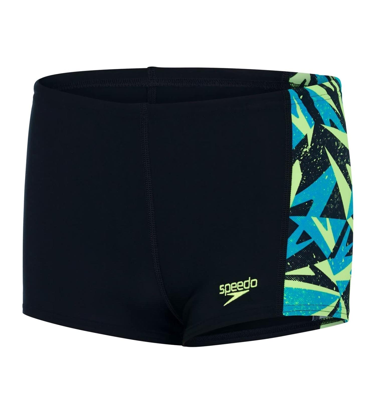 Speedo Hyperboom Panel Swim Shorts for Boys - 13 Years - Black/Pool/Bright Zest | International Shipping Available - Buy Online on GoSupps.com