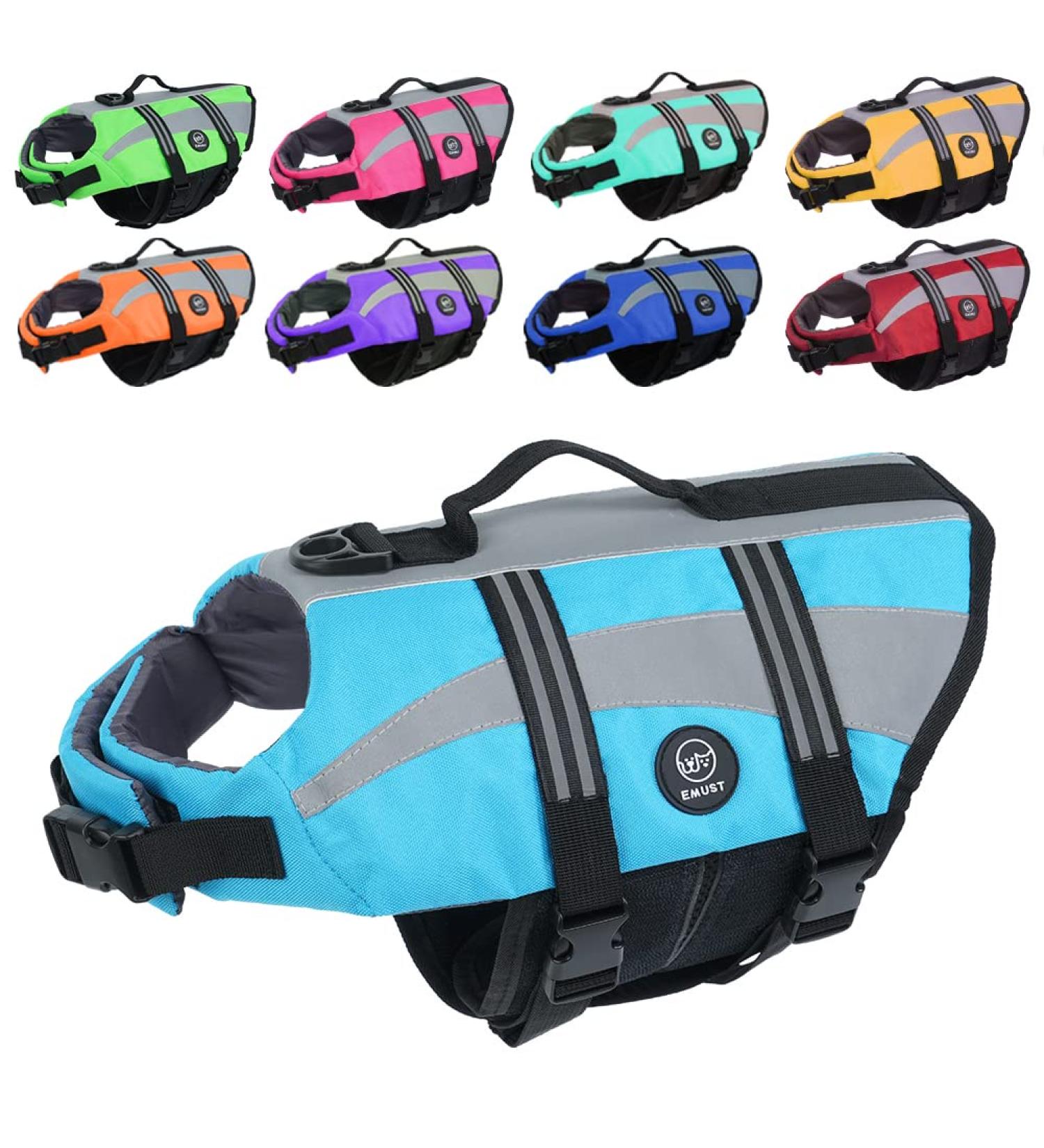 Emust Dog Swimming Vest - Reflective Life Jacket for Small Dogs | Durable Water Safety Vest with Rescue Handle - Ideal for Swimming & Boating - Blue Size S - Buy Online on GoSupps.com