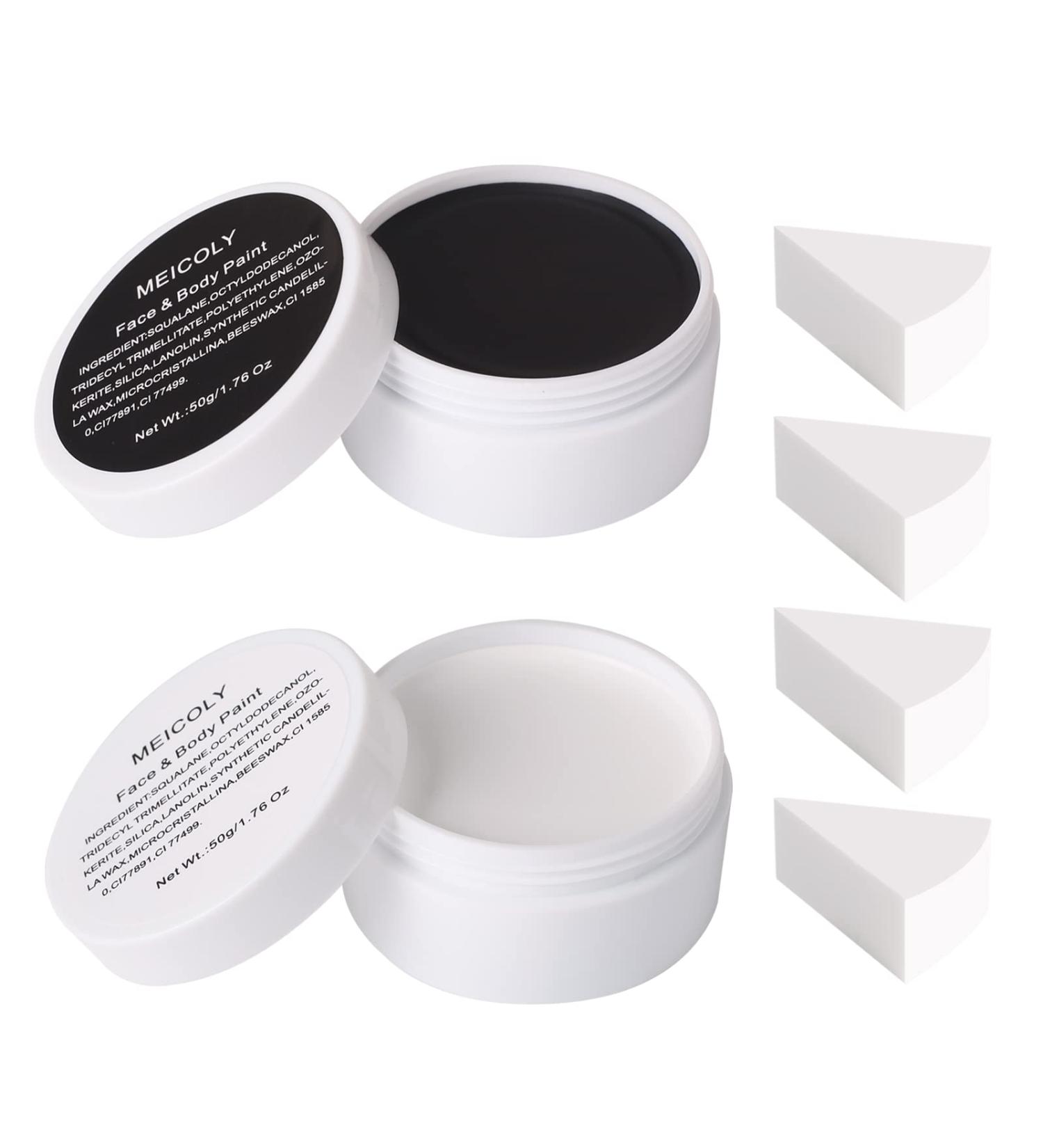 MEICOLY Black & White Face Paint Pro Makeup Kit for Clown, Vampire, Zombie - 100g/3.53 oz - Buy Online on GoSupps.com