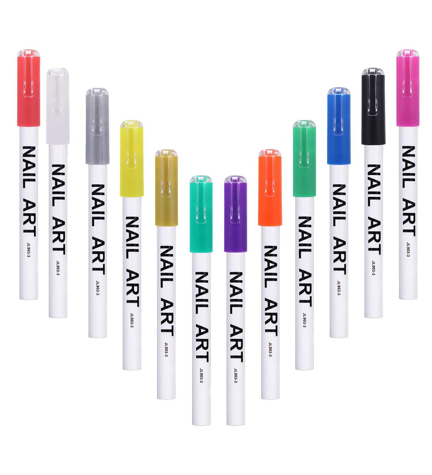 Liner 12 Nail Graffiti Waterproof Painting Liner Brushes Easy Using Fine Tip Nail Pens for Supplies (12 Count) Littryee