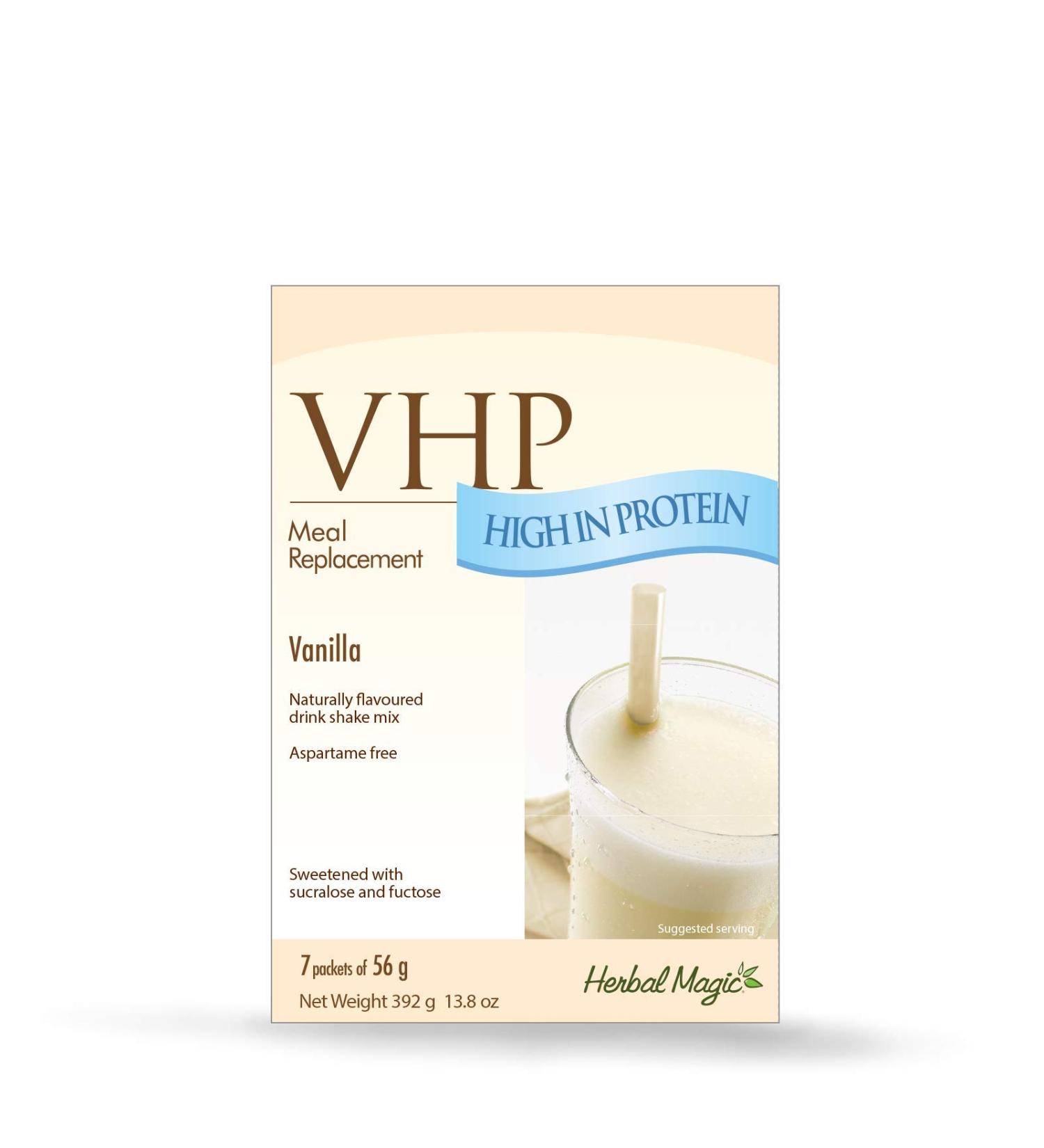 Herbal Magic VHP Vanilla Meal Replacement and Weight Loss Shakes Satisfies Hunger 23g Protein Vitamins and Minerals Aspartame-Free Thick and Creamy 7 x 56 grams - Buy Online on GoSupps.com