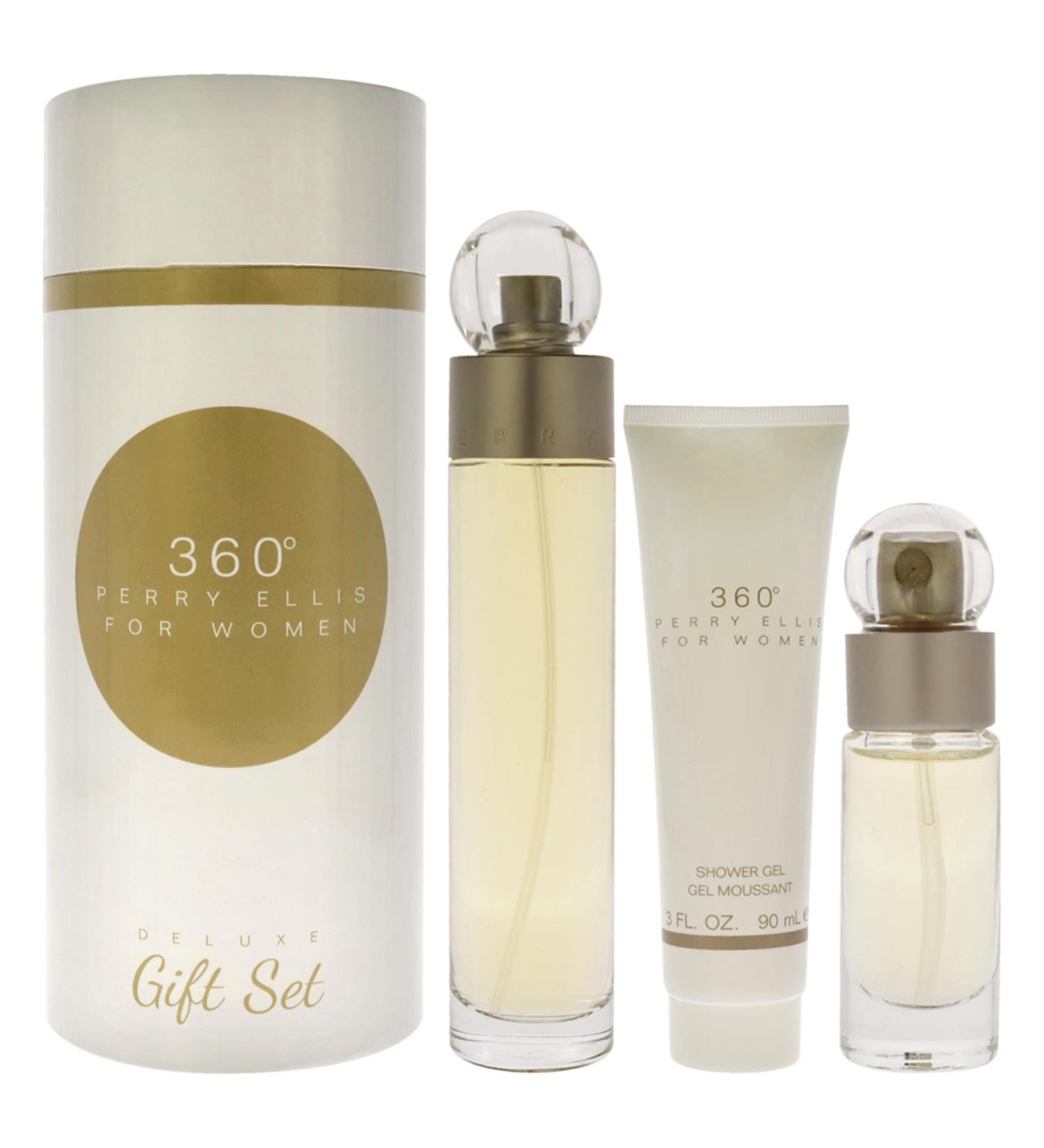 Perry Ellis 360 3.4oz EDT Spray 0.25oz EDT Spray 3oz Shower Gel Women 3 Pc Gift Set 3.4 Fl Oz (Pack of 1)