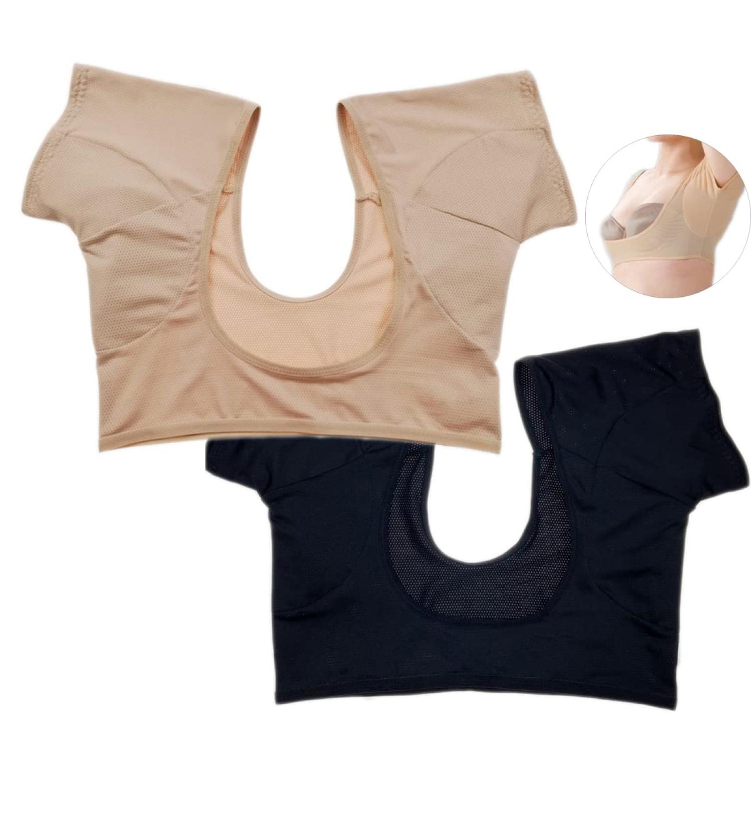 Women's Reusable Underarm Sweat Pads - 2 Pack Black+Nude Medium | Breathable Armpit Shield Guards (IP-00468) - Buy Online on GoSupps.com