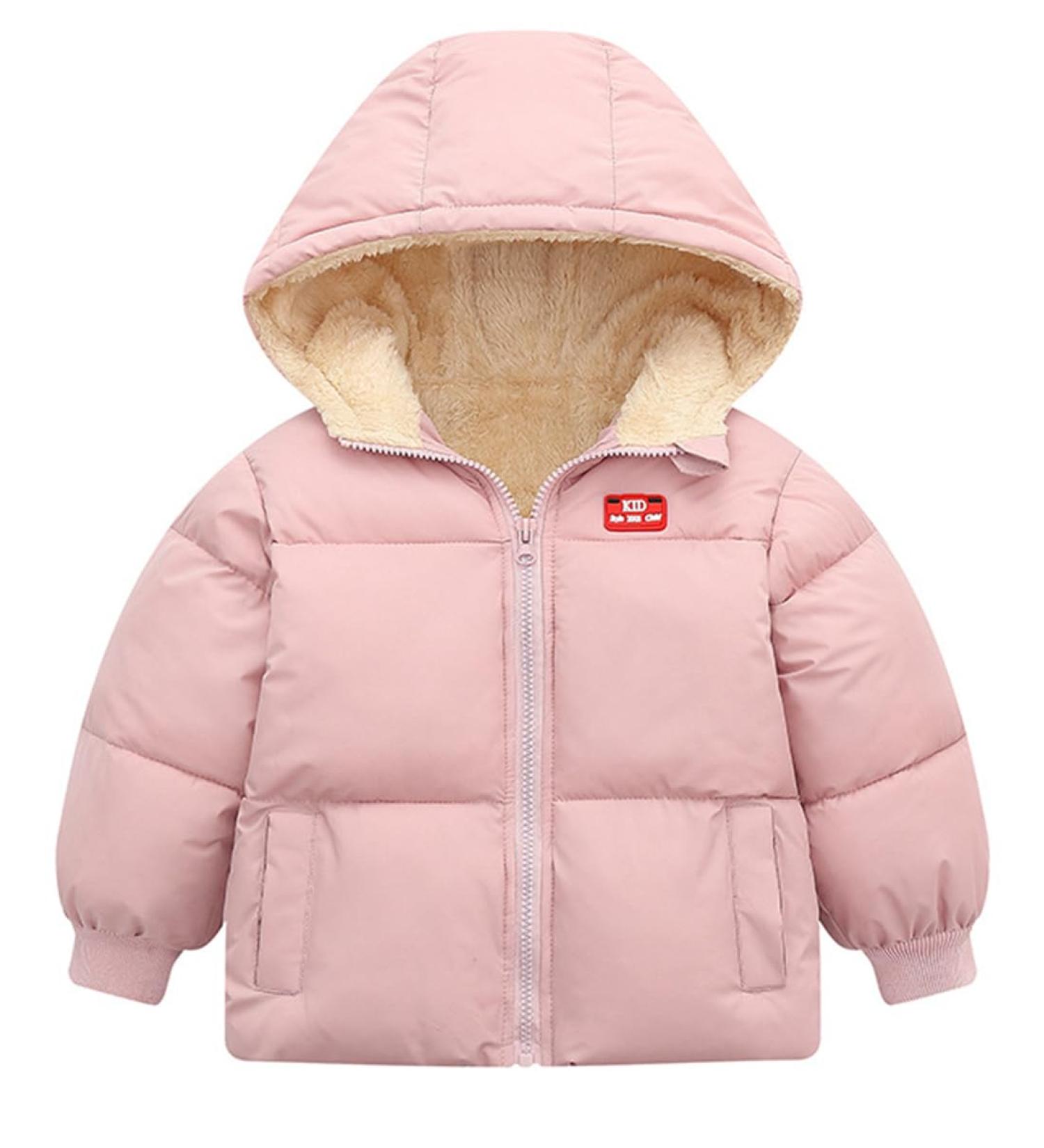 Kids4ever Toddler Winter Coat | Hooded Jacket Windproof Fleece Outerwear Snowsuit | Pink | 18-24 Months - Buy Online on GoSupps.com