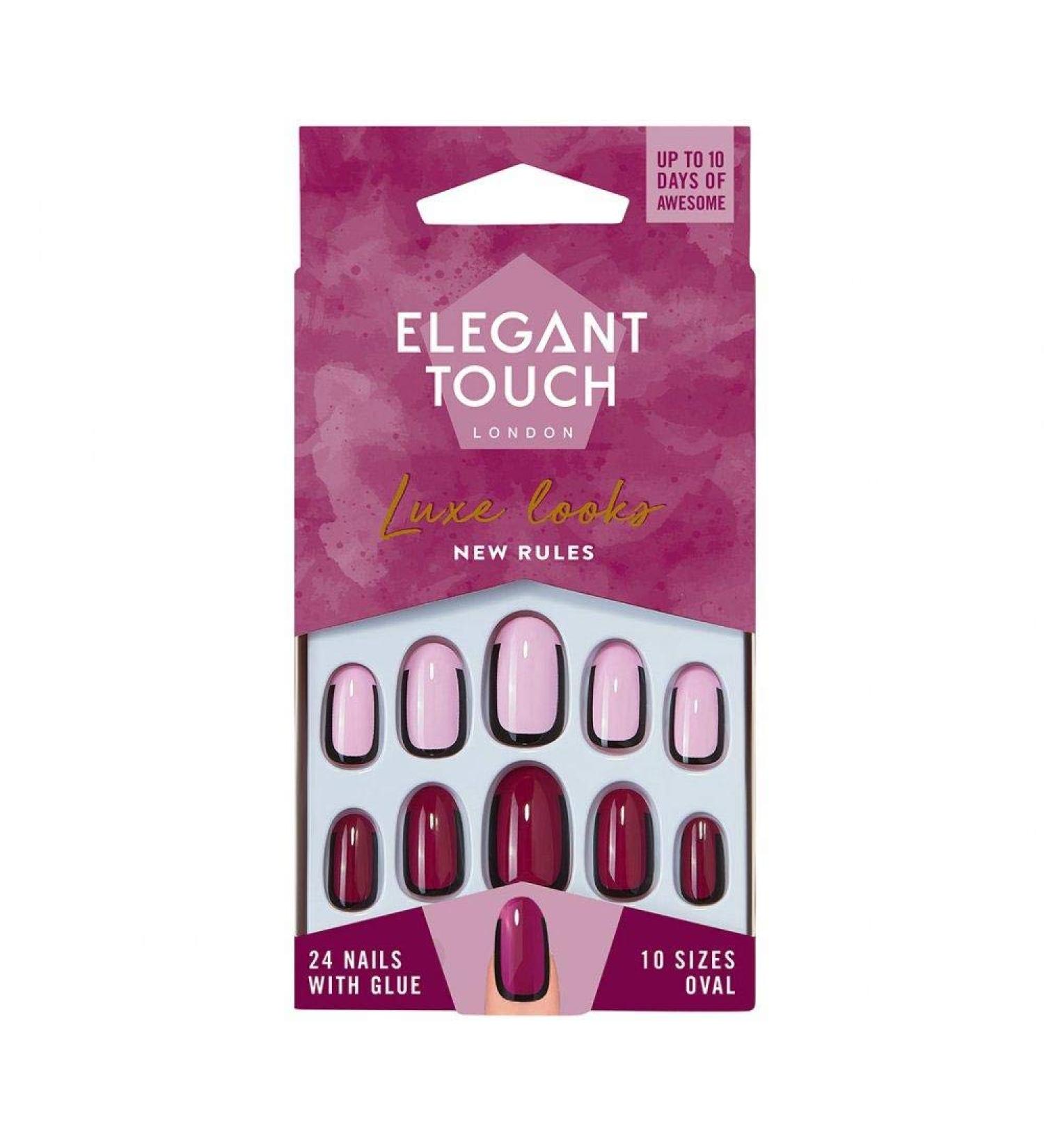 Elegant Touch Luxe Looks New Rules 10 Sizes Oval 24 Nails with Glue