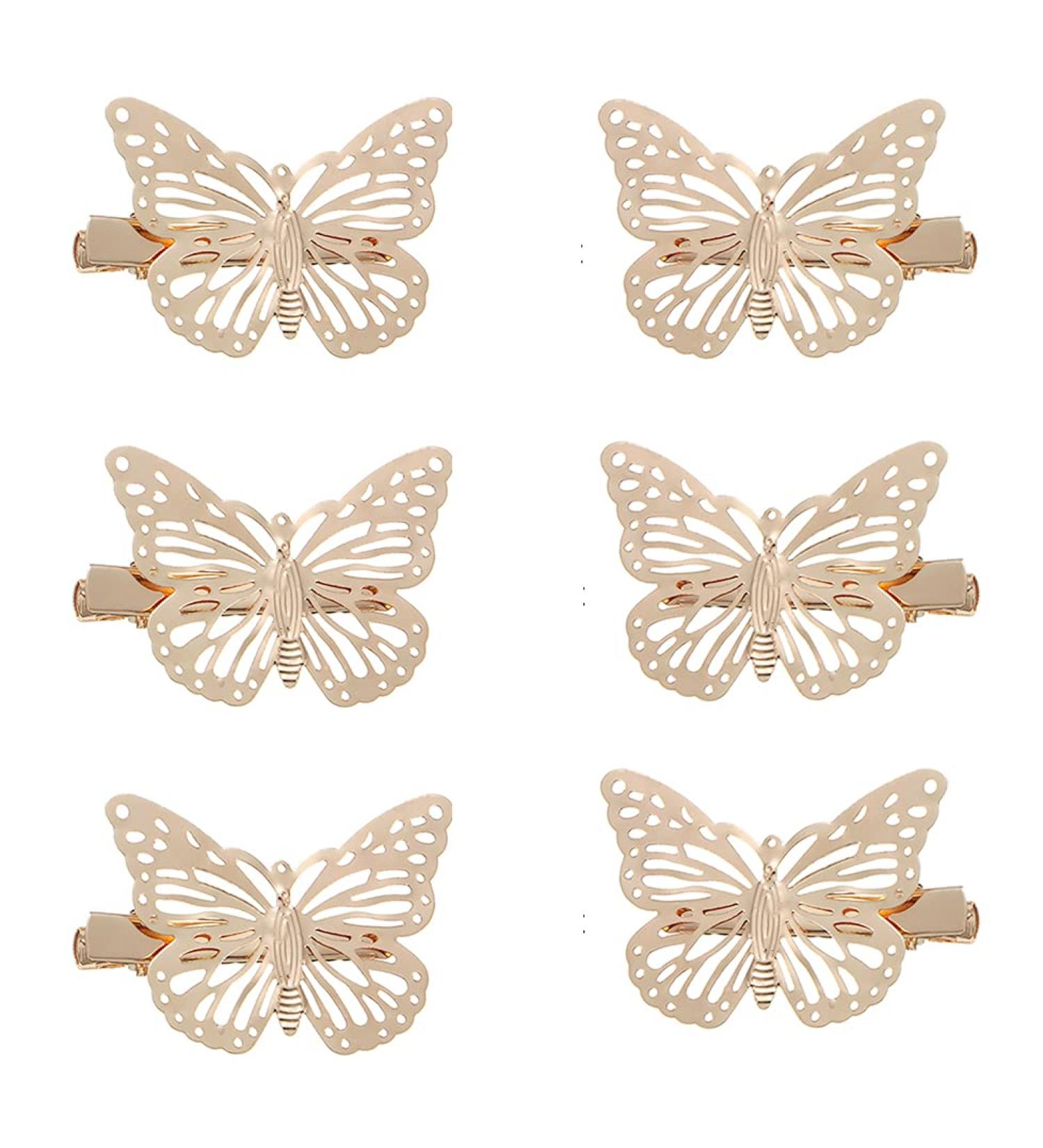Ruwado Butterfly Hair Clips Set - Vintage Retro Small Claw Hairpins in Gold (3 Pairs) - Hair Styling Barrettes for Kids, Girls, Teens, Women - Buy Online on GoSupps.com