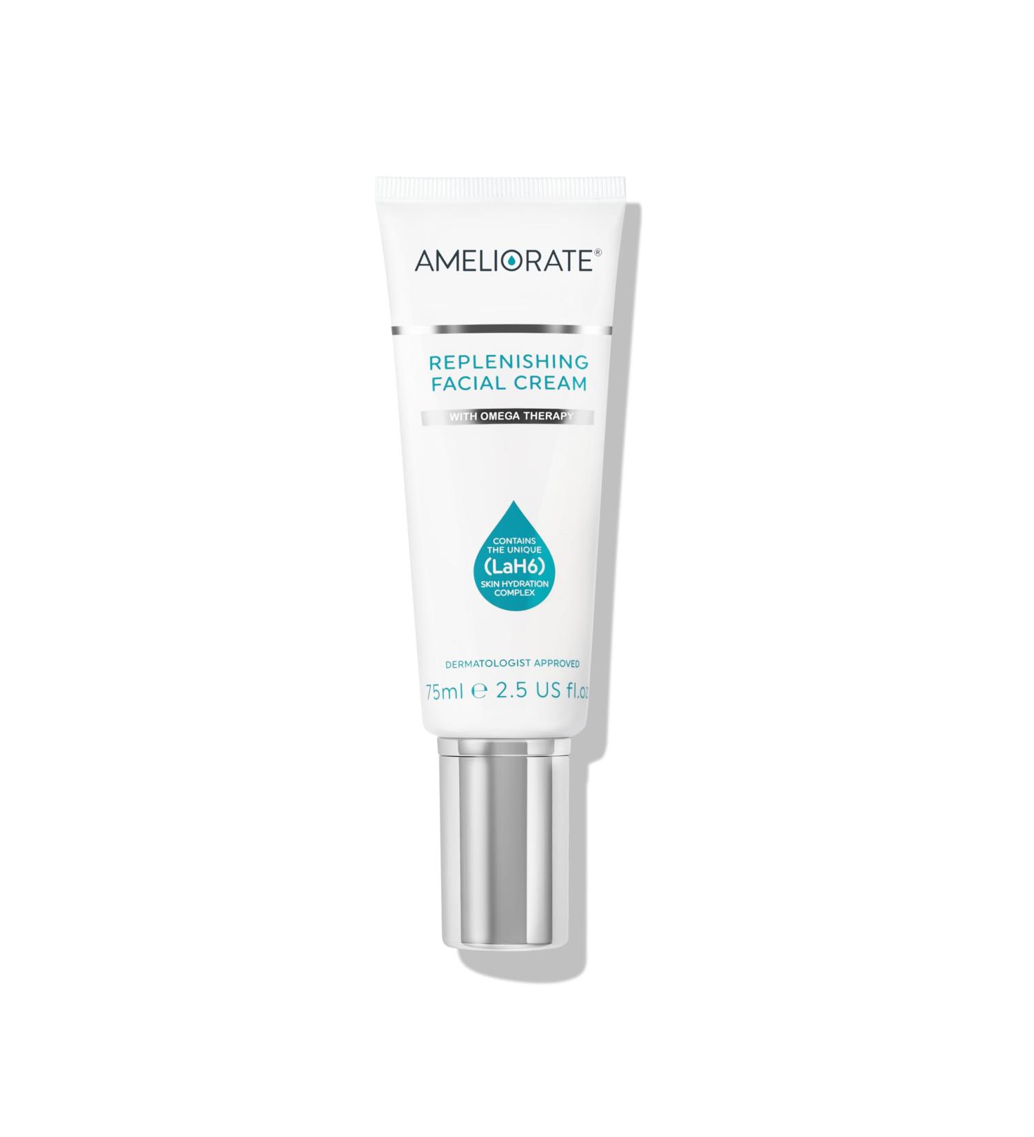 Ameliorate Replenishing Facial Cream 75ml | Lab6 Ceramides CICA extract Hylauronic Acid | Dermatologically tested Menopause Friendly BSF approved - Buy Online on GoSupps.com