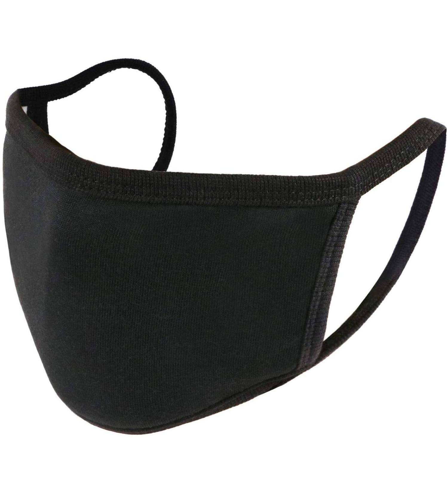LOFBAZ Cotton Cloth Face Mask with Filter Pocket Washable Reusable (Black - Pack of 10 Adult Medium) Black - Pack of 10 Adult Medium