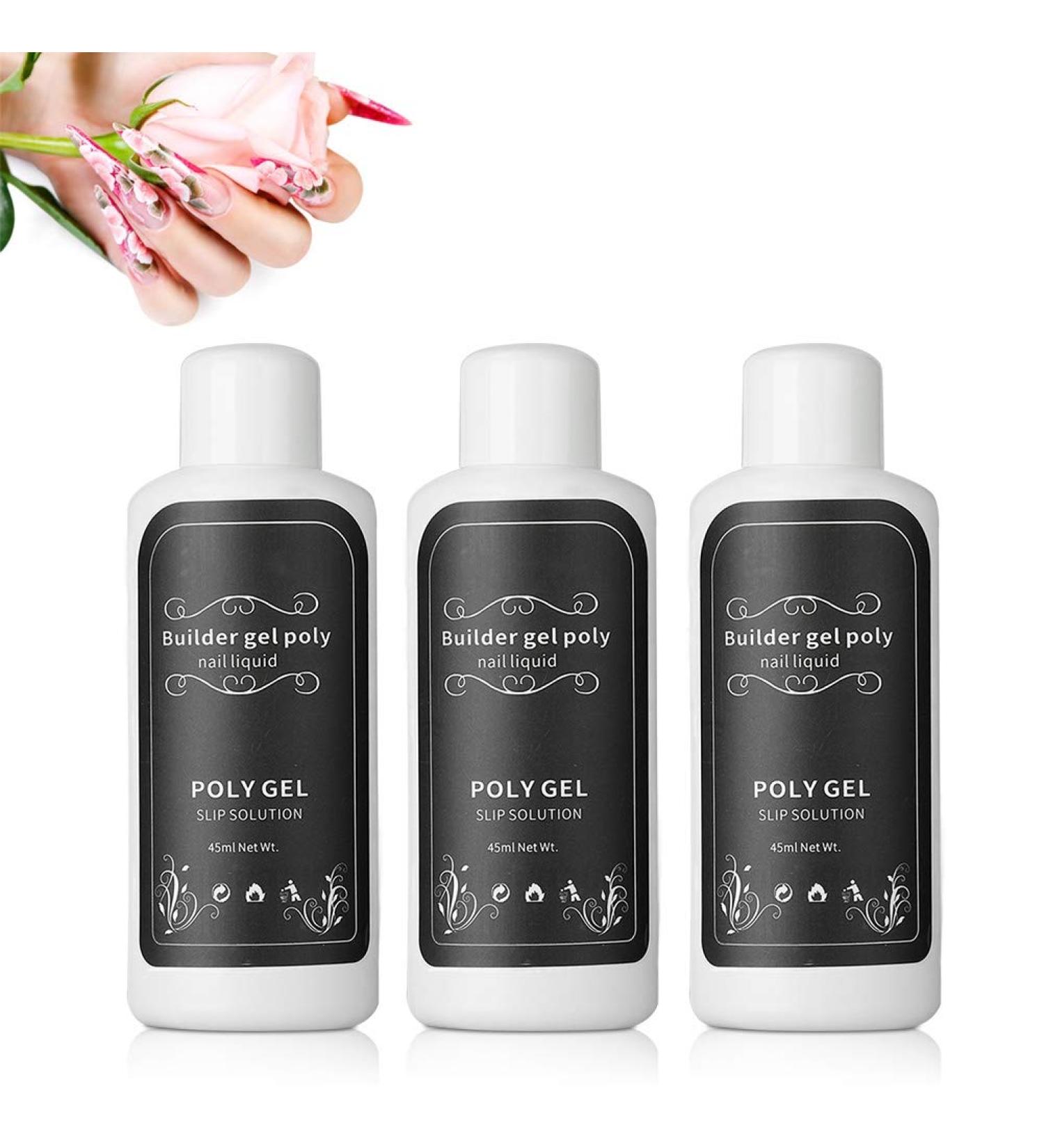 Nail Extension Gel Diluent Solution - 45ml Fast Polygel Manicure UV Gel (3 Bottles) | International Shipping - Buy Online on GoSupps.com