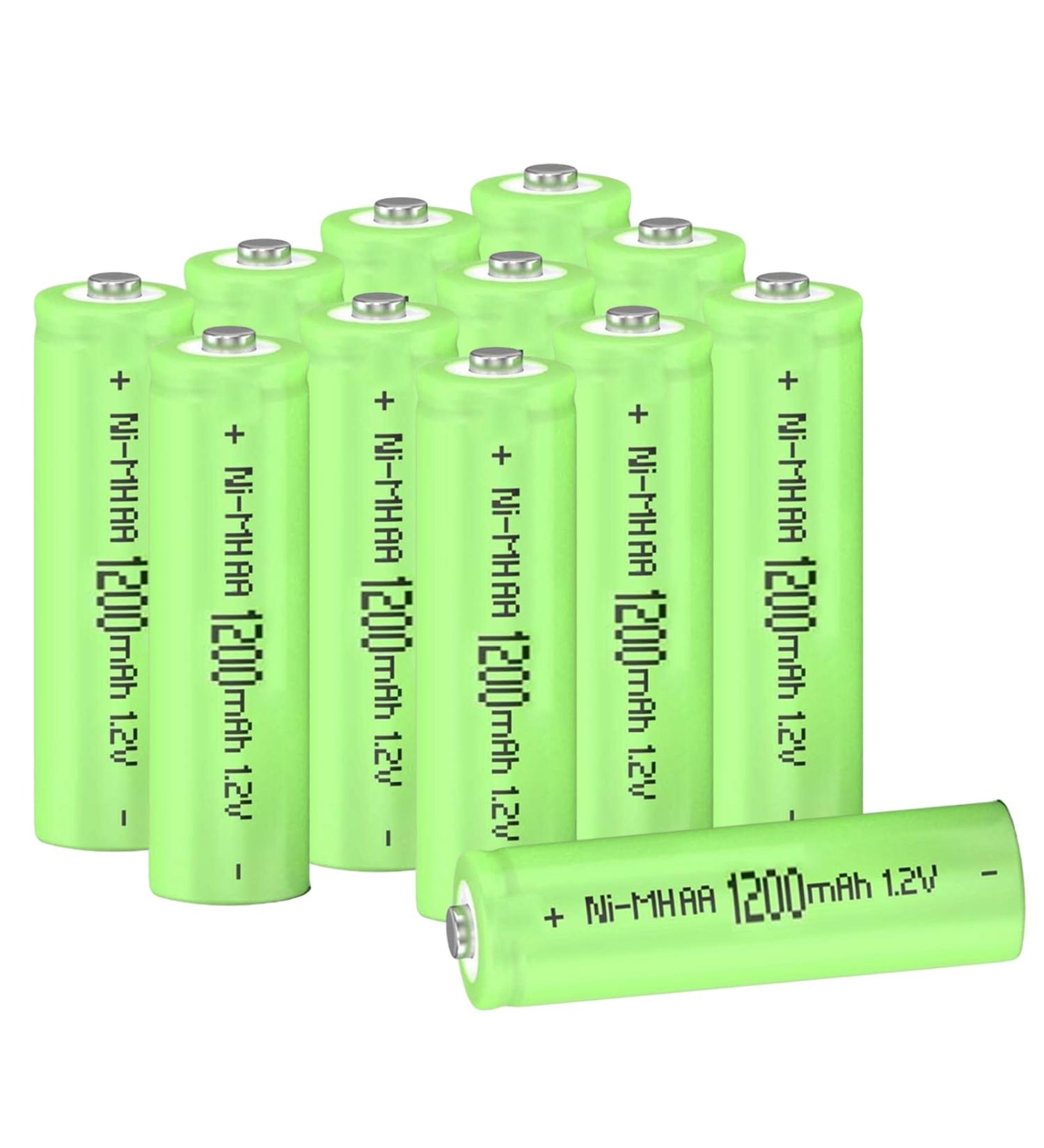 Ni-MH Rechargeable AA Batteries 1.2V 1200mAh - High Capacity for Solar Lights Mouse & Keyboard (Pack of 12 - Buy Online on GoSupps.com
