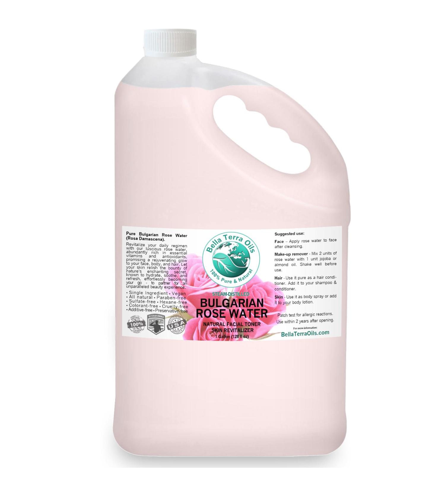 Bella Terra Oils Rose Water Hydrosol 1 Gallon | Pure Gentle Facial Toner & Mist | Natural Skin Tonic Makeup Setting Spray | Organic Steam-Distilled 128 Fl Oz (Pack of 1) - Buy Online on GoSupps.com