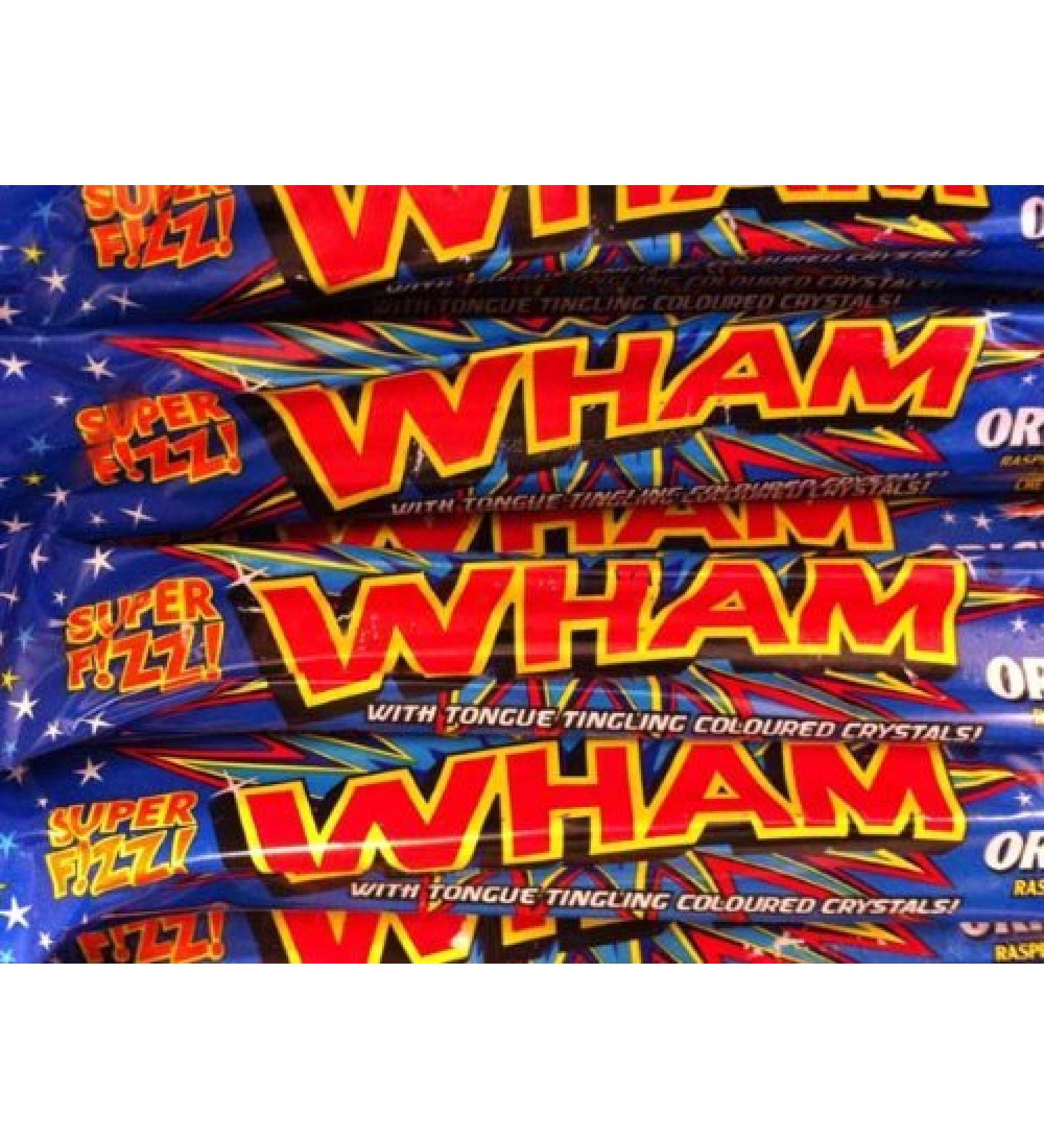 Wham Super Fizz Bars with Tongue Tingling Coloured Crystals Raspberry x10