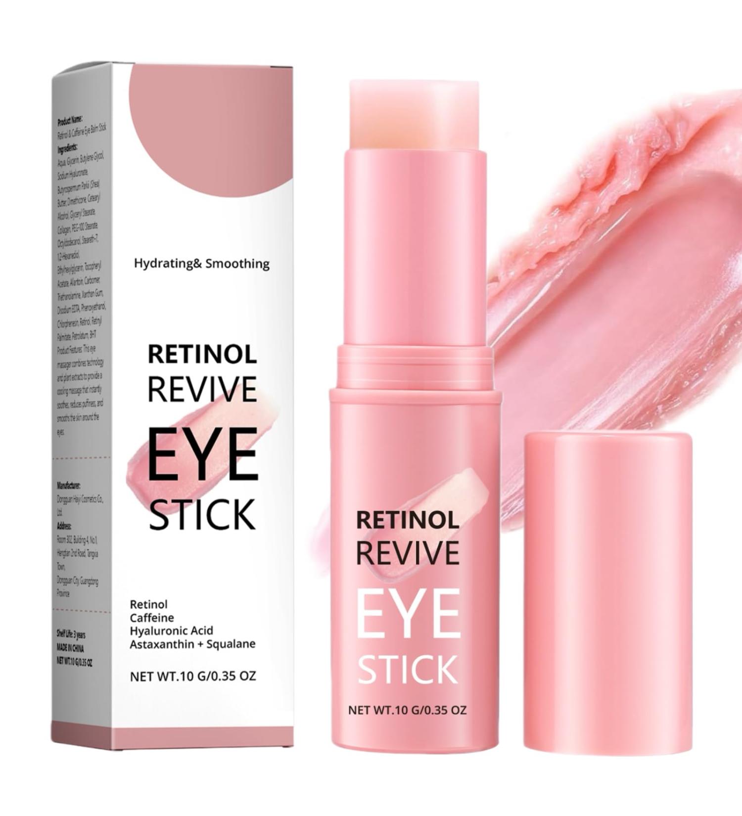 Retinol & Caffeine Eye Balm Stick - Dark Circles Relief & Depuffing Treatment Hyaluronic Acid + Collagen Gentle Under Eye Cream for Sensitive Skin Hydrates & Smooths Fine Lines - Buy Online on GoSupps.com