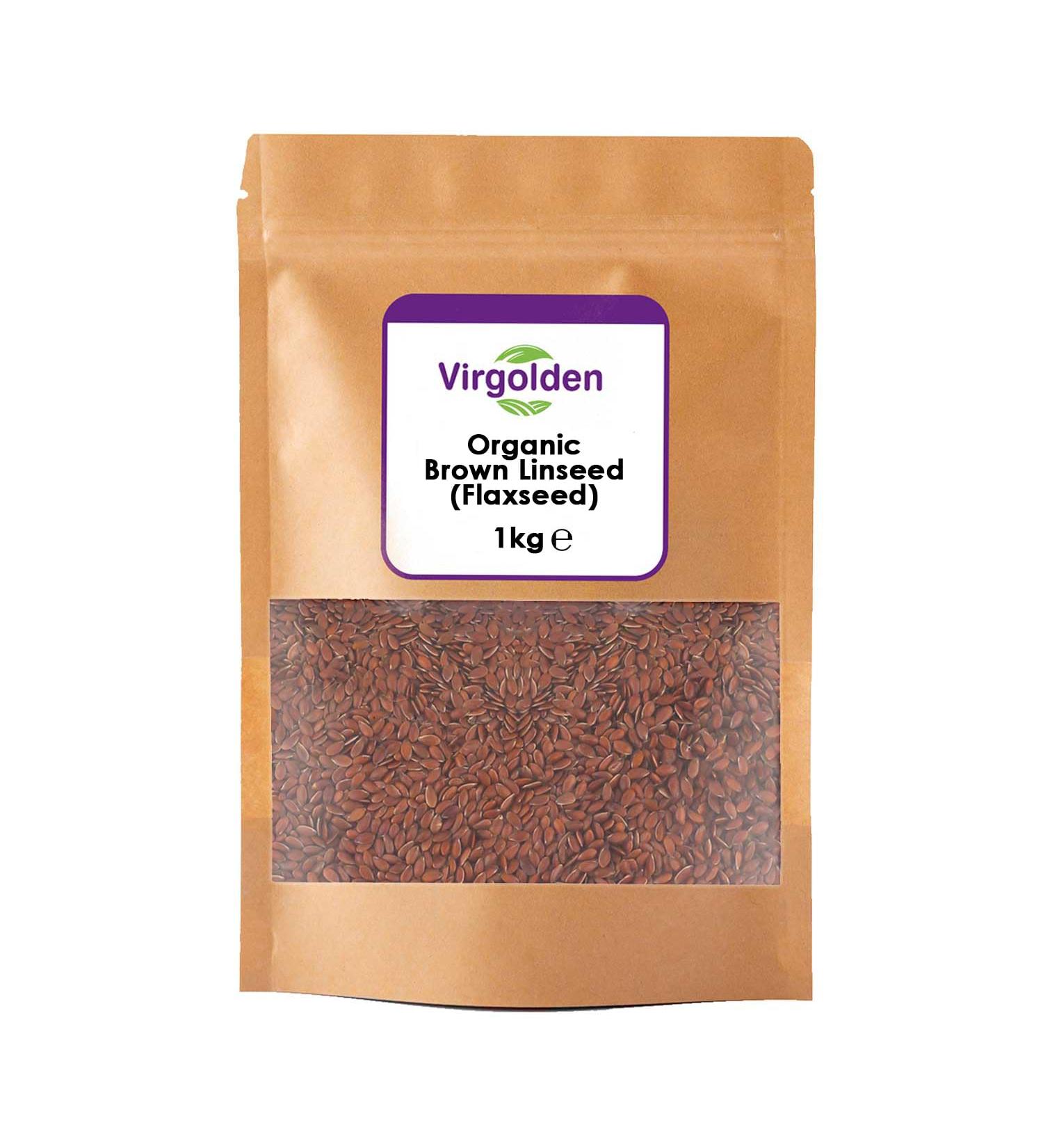 Organic Brown Linseed (Flax Seed) 1kg by Virgolden Organic