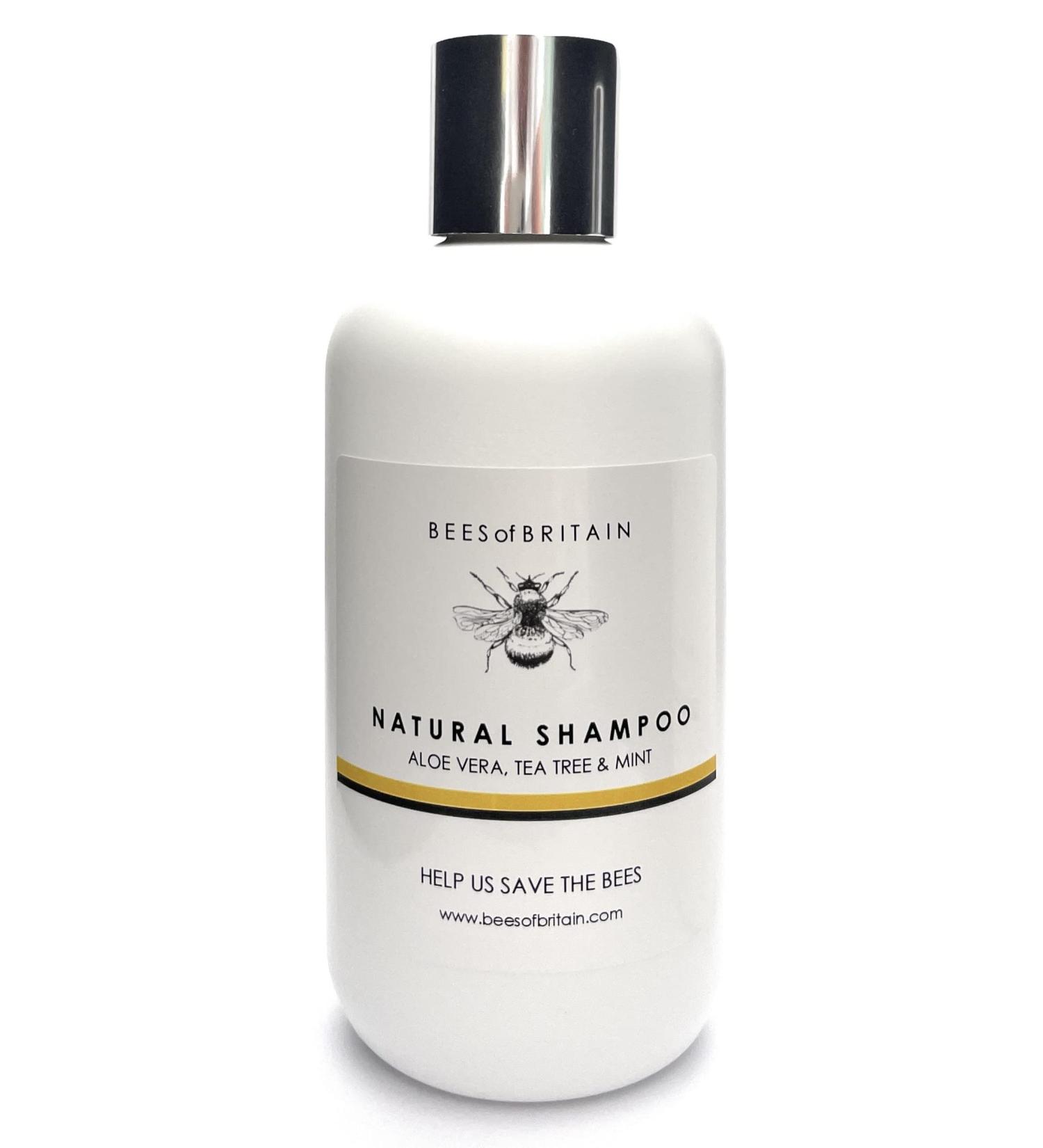 99% Natural SHAMPOO - ALOE VERA TEA TREE & MINT - 250ml by BEES of BRITAIN No Sulphates No Parabens No Silicone. We Donate 5% of Profits to Help Save Bees and Pollinators - Buy Online on GoSupps.com