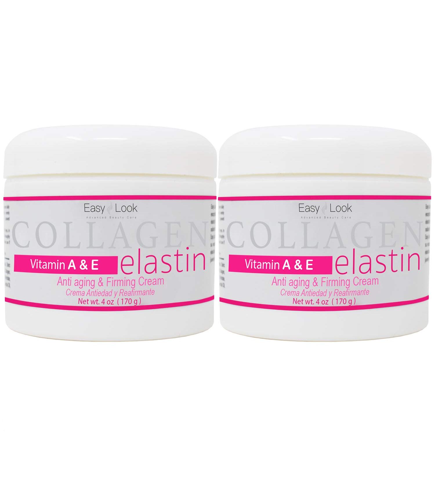 Collagen Elastin Cream - Anti-Aging & Firming Vitamins A & E | 4oz 2 Pack - Shop Internationally - Buy Online on GoSupps.com