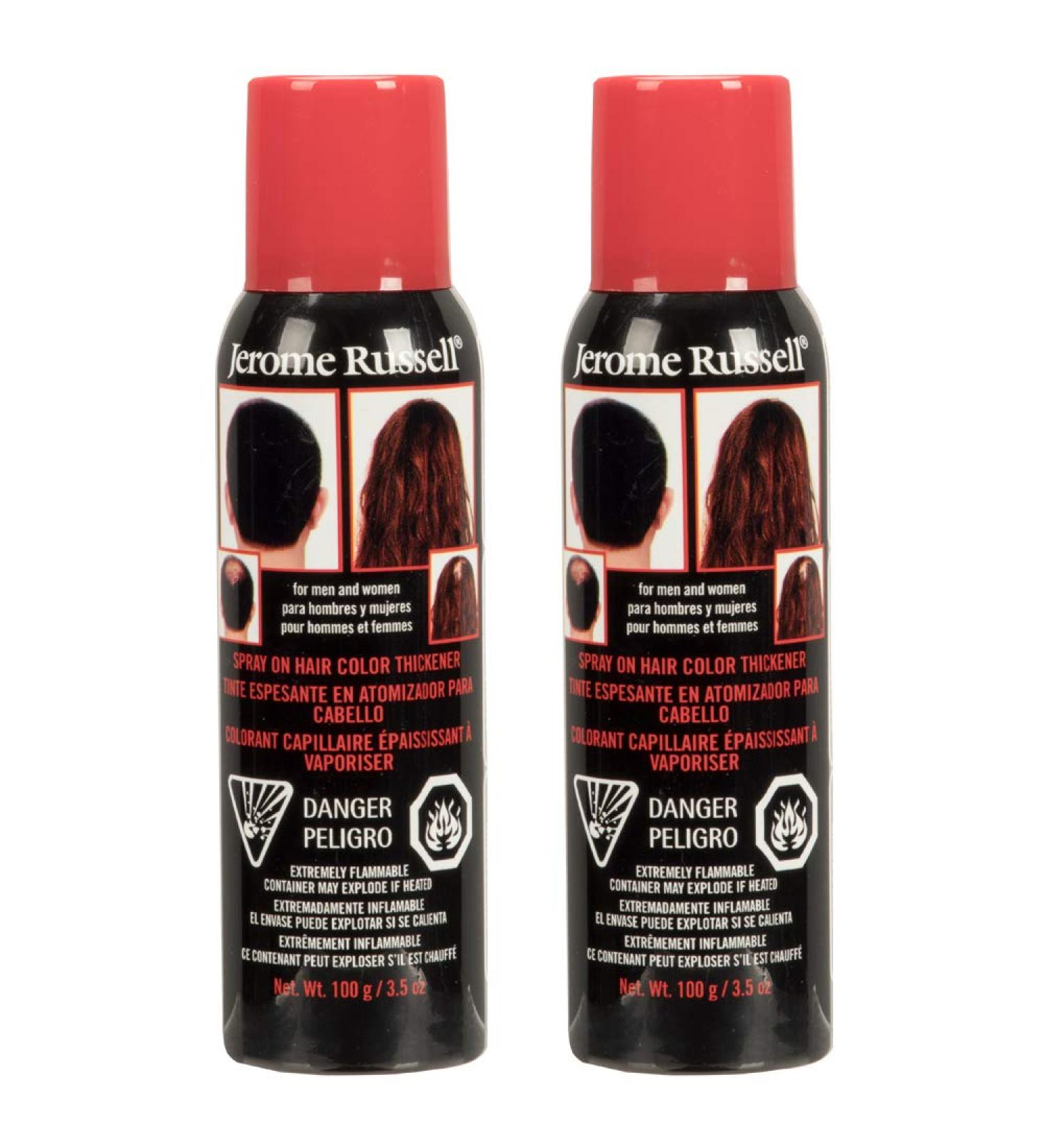 Jerome Russell Spray-on Color Dark Brown Hair Thickener for Fine and Thinning Hair Conceals Bald Spots Grey Hair Hides Root Re-growth and Cover Hair Extension Tracks Works for Men and Women 3.5 oz - 2 Pack - Buy Online on GoSupps.com