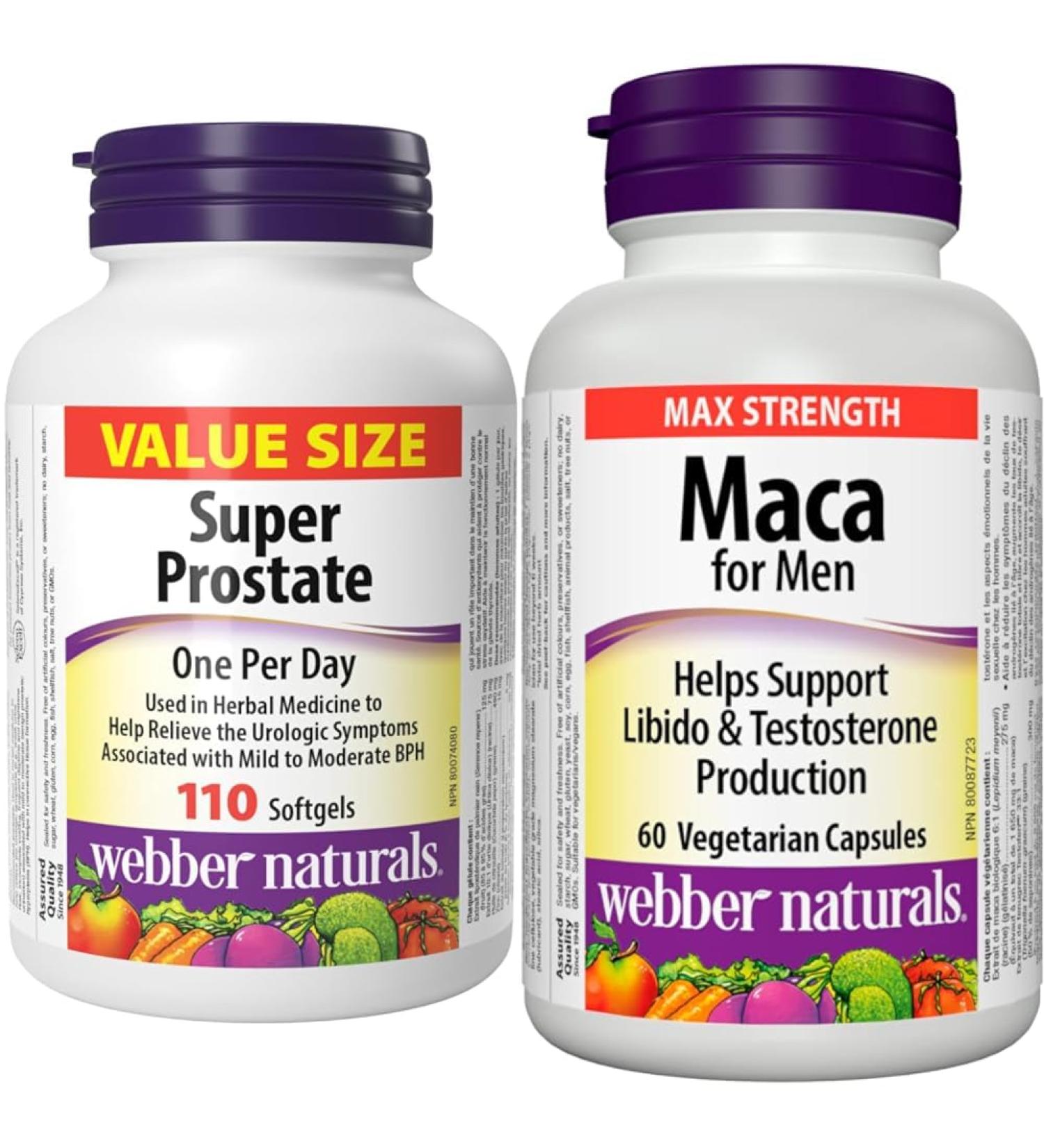 Webber Naturals Super Prostate 110 Softgels Helps Relieve Urological Symptoms Comprehensive Formula Containing Saw Palmetto & Maca for Men 60 Capsules Vegan Super Prostate + Maca 60 Capsules Vegan - Buy Online on GoSupps.com
