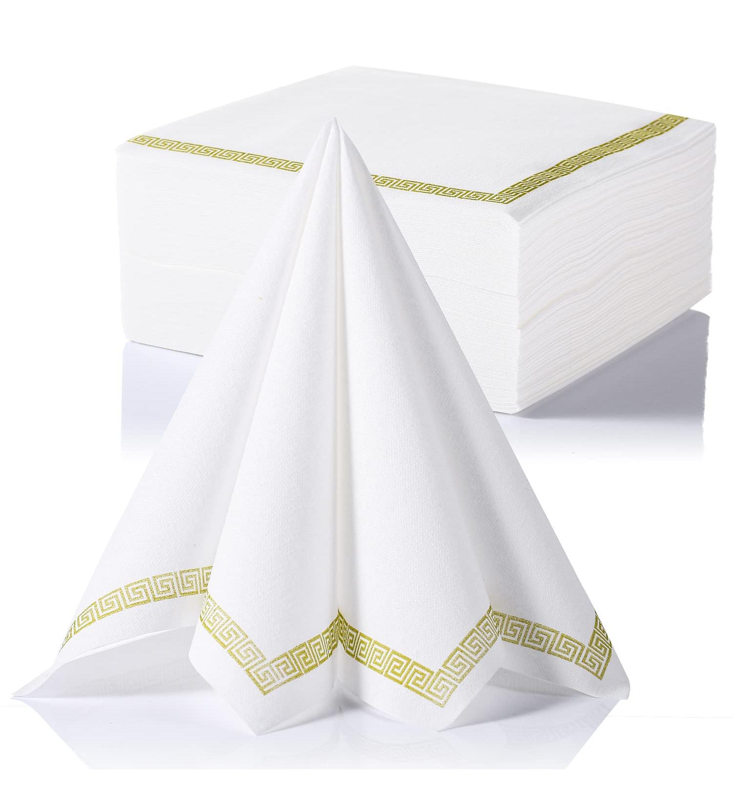 LEKOCH 50 PCs Premium Airlaid Napkins - Elegant White Design 40x40cm - High-Quality Disposable Napkins for Weddings & Events - Buy Online on GoSupps.com